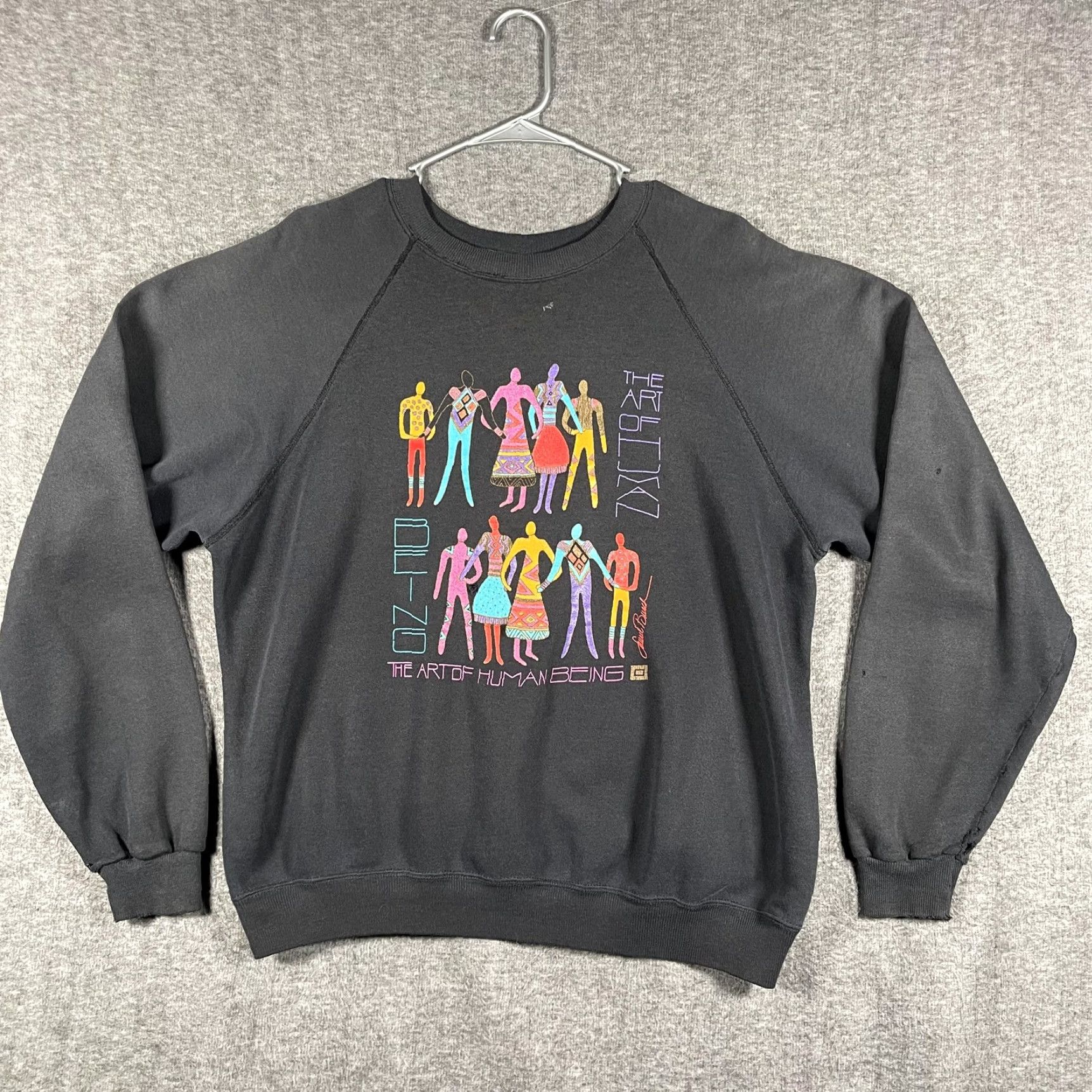 Vintage VINTAGE Laurel Burch Sweatshirt L Black Graphic Print Art Of Human Being Pullover Crew Neck Unisex Adults Size US L / EU 52-54 / 3 - 2 Thumbnail