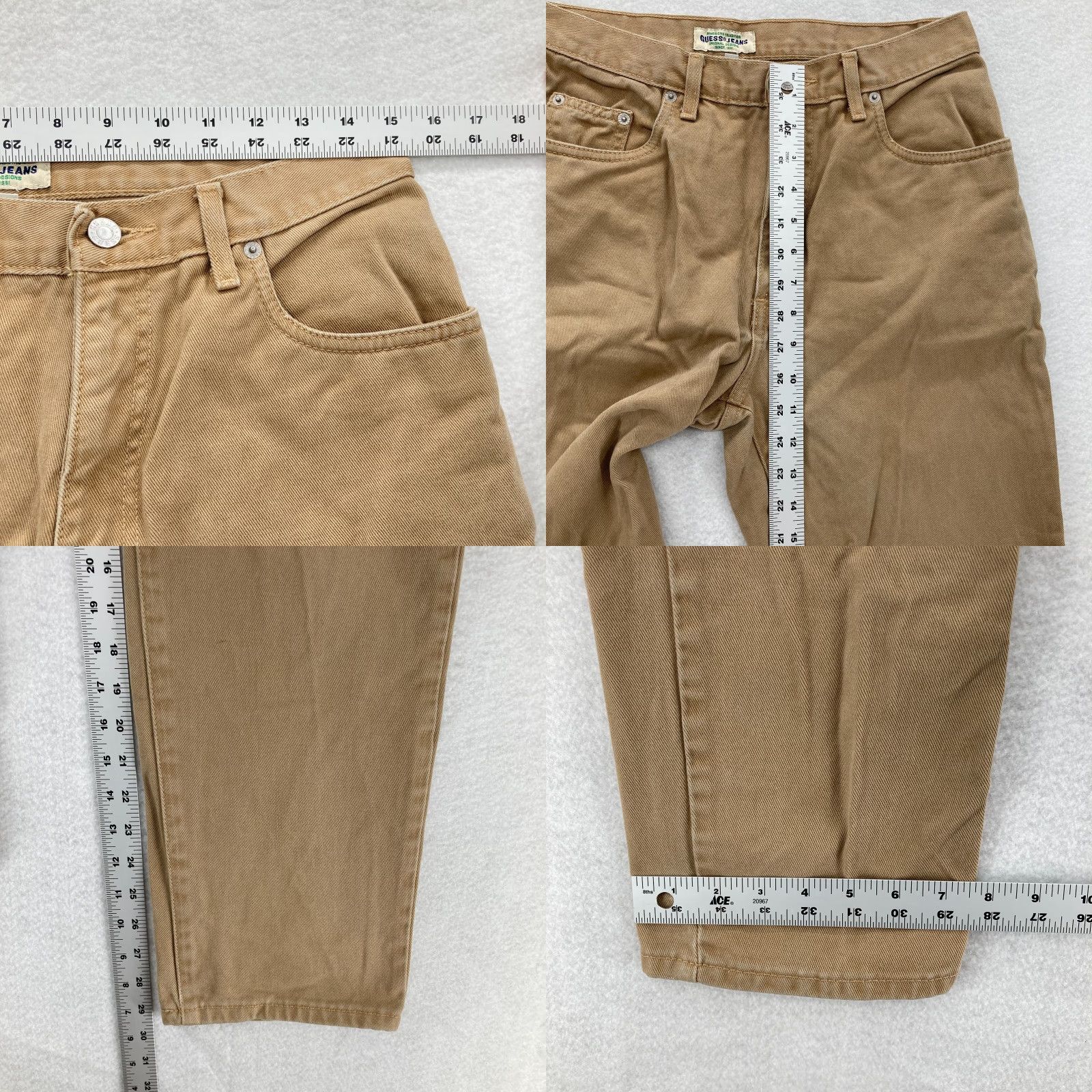 Guess VINTAGE GUESS Jeans Mens 32 30x30 Straight Leg Brown Denim 5-Pocket Logo 90s Size US 32 / EU 48 - 8 Thumbnail