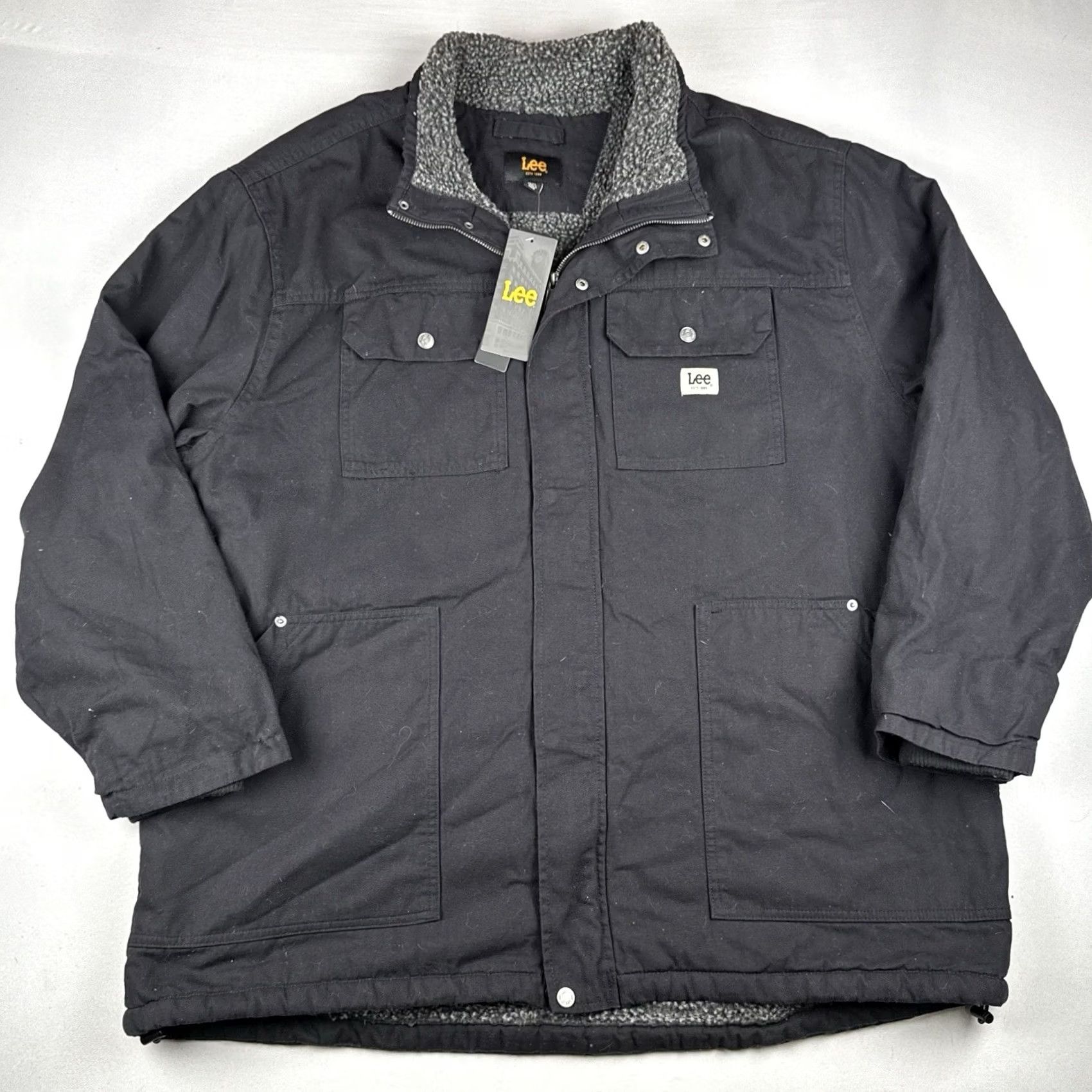 Lee Lee XXL Black Canvas Sherpa Lined Work Jacket Chore Coat NWT Mens Size US XXL / EU 58 / 5 - 2 Thumbnail