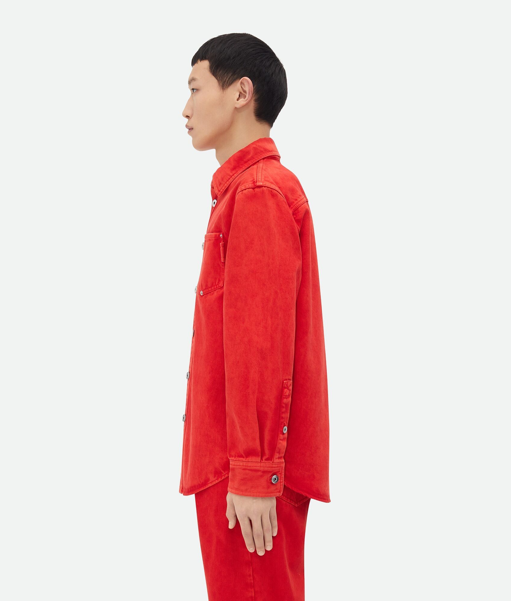 Bottega Veneta o1w1db10825 Faded Color Washed Denim Shirt in Deep Red Size US M / EU 48-50 / 2 - 2 Thumbnail