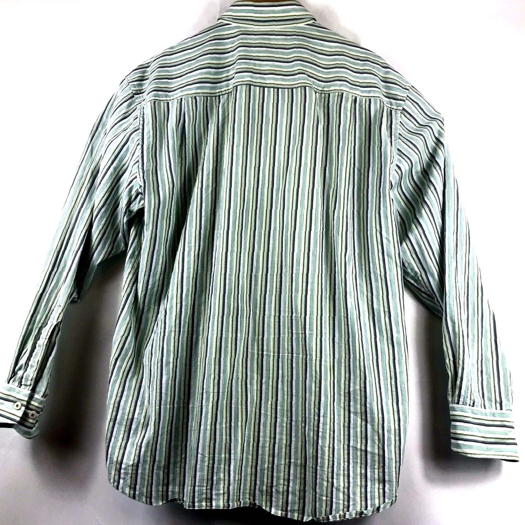 Tommy Bahama TOMMY BAHAMA Shirt Mens XL Stripe 100% Cotton L/S Green Blue Button-Front Casual Regular Fit Size US XL / EU 56 / 4 - 4 Thumbnail