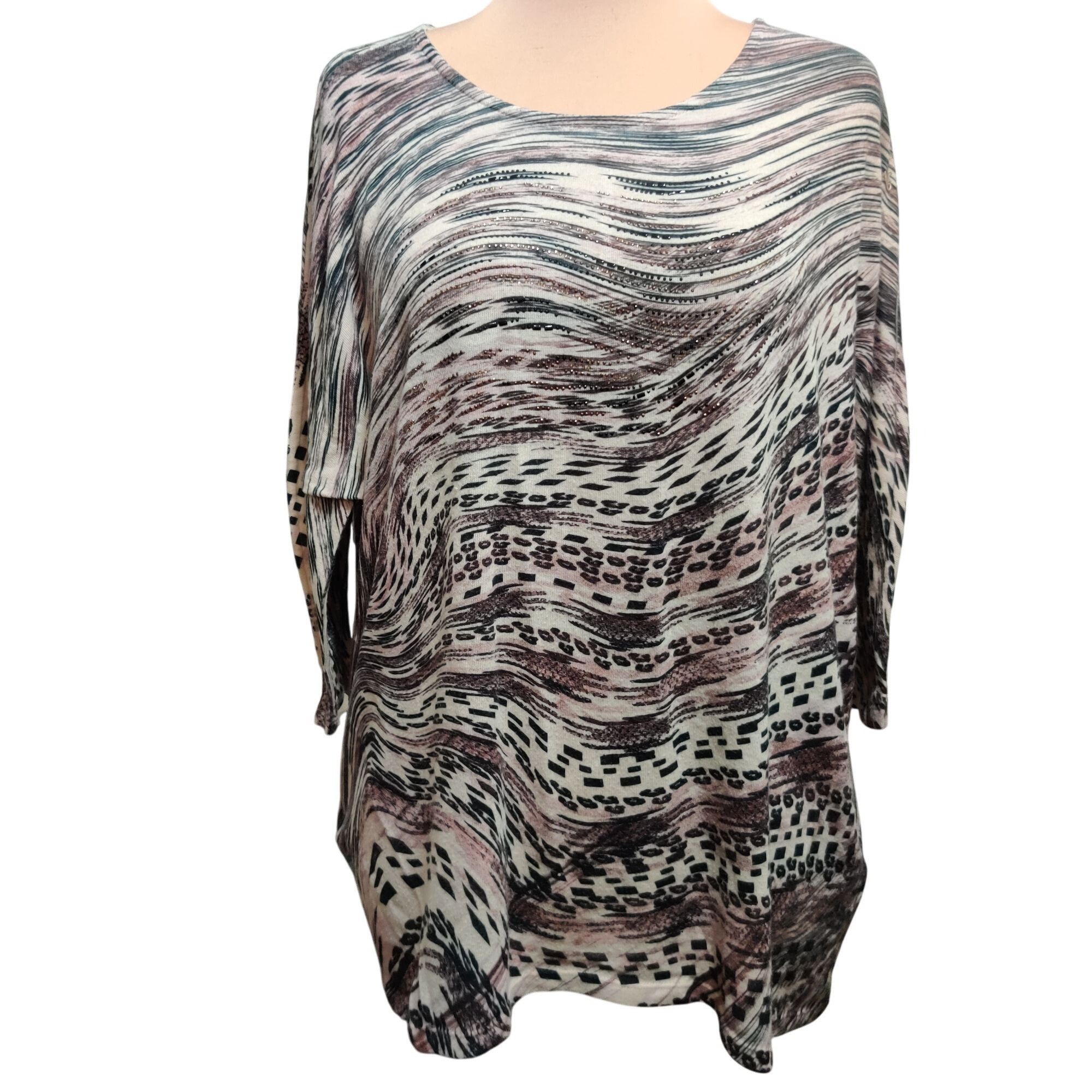 Other CJ Banks Plus Size 1X Abstract Beaded Tunic Top Batwing Slee Size XL / US 12-14 / IT 48-50 - 1 Thumbnail