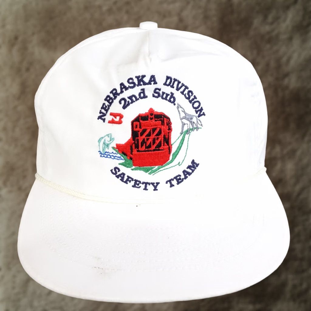 Rains VINTAGE NEBRASKA SAFETY TRAIN BASEBALL HAT CAP WHITE Size ONE SIZE - 1 Thumbnail
