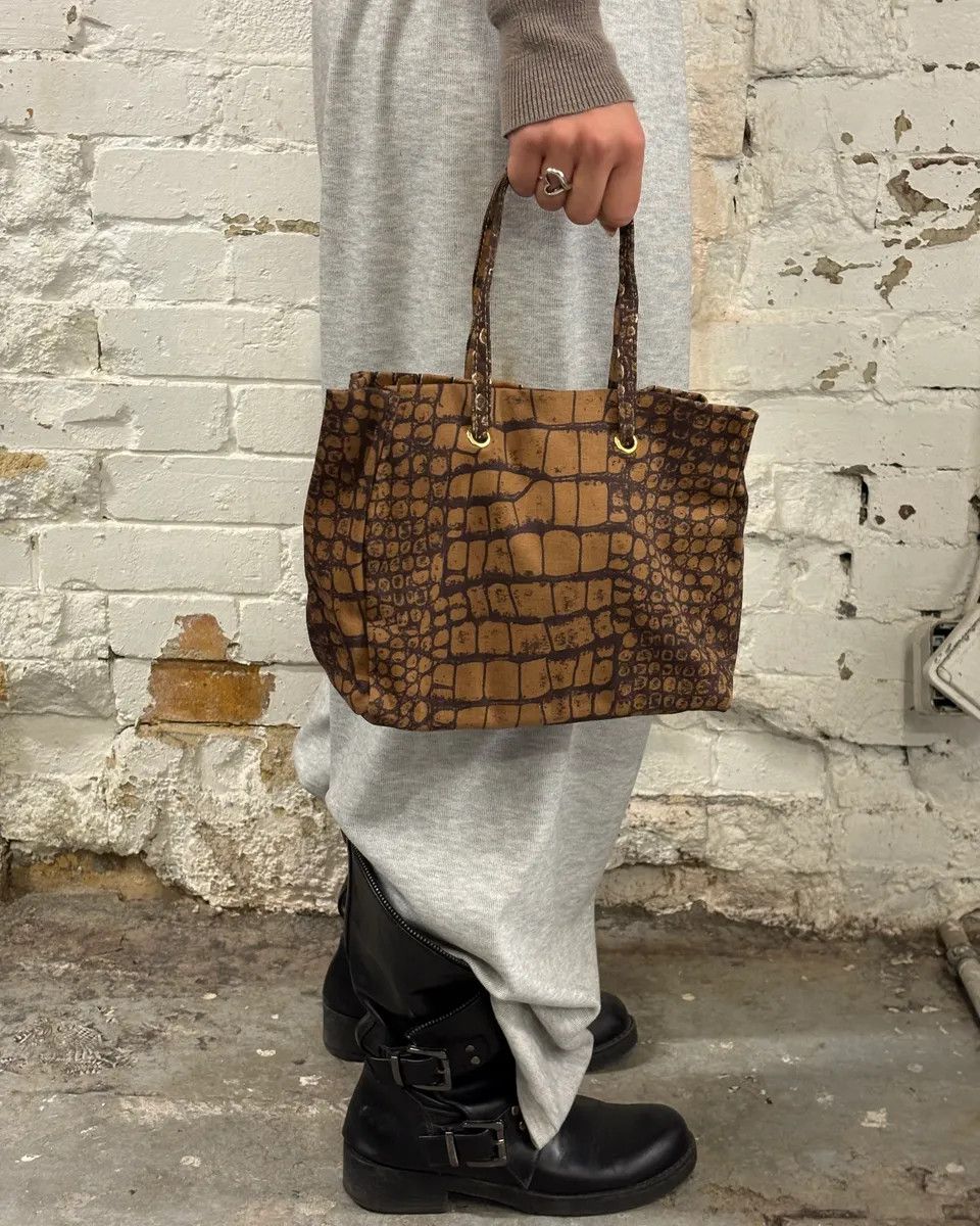 Roberto Cavalli Roberto Cavalli Tan Jacquard Crocodile Print Handle Bag Size ONE SIZE - 2 Thumbnail