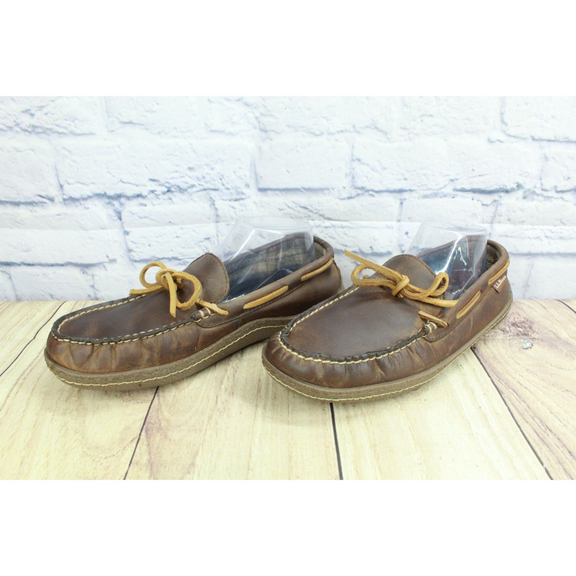L.L. Bean LL Bean Men’s Brown Leather Flexible Handsewn Flannel-Lined Size US 7 / EU 40 - 2 Thumbnail