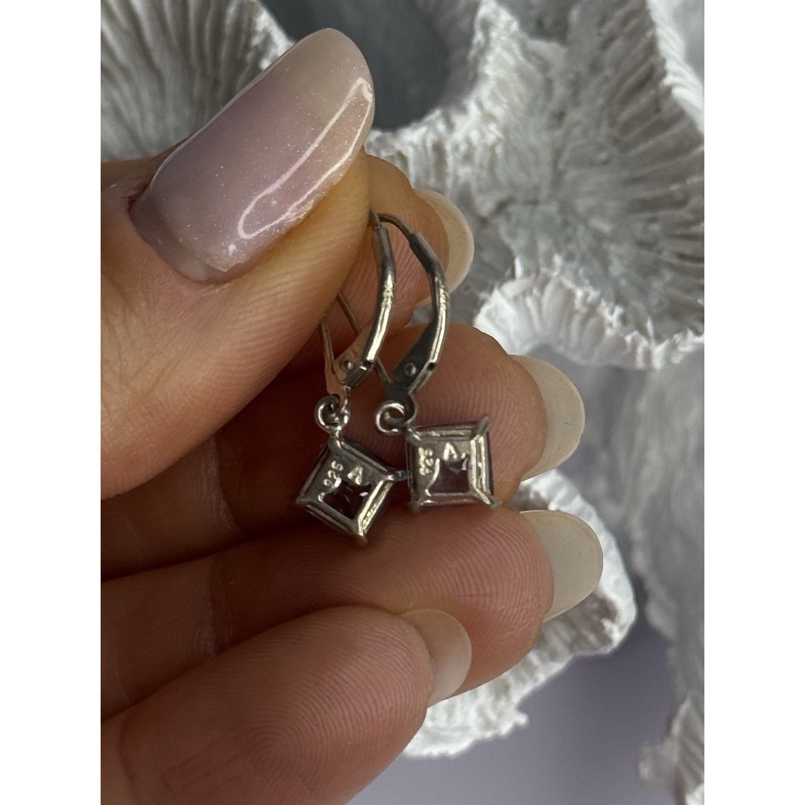 Jewelry SHINY 925 STERLING SILVER TOPAZ EARRINGS LENGTH 1 INCH Size ONE SIZE - 6 Thumbnail