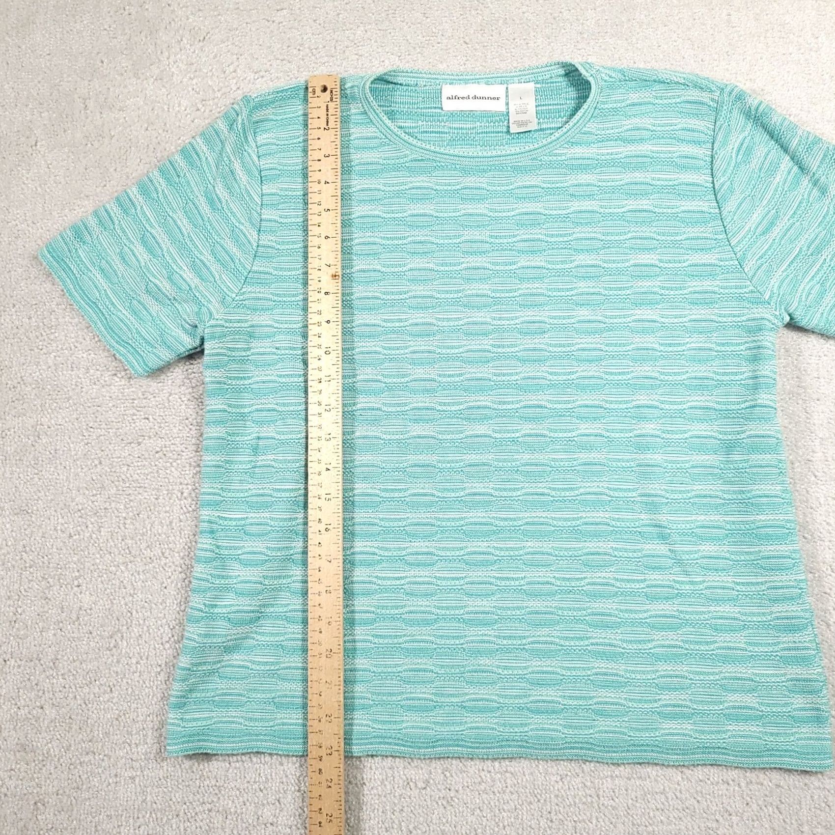 Vintage VINTAGE Alfred Dunner Sweater Shirt Womens Large Green Knit Short Sleeve Made In USA Size L / US 10 / IT 46 - 7 Thumbnail