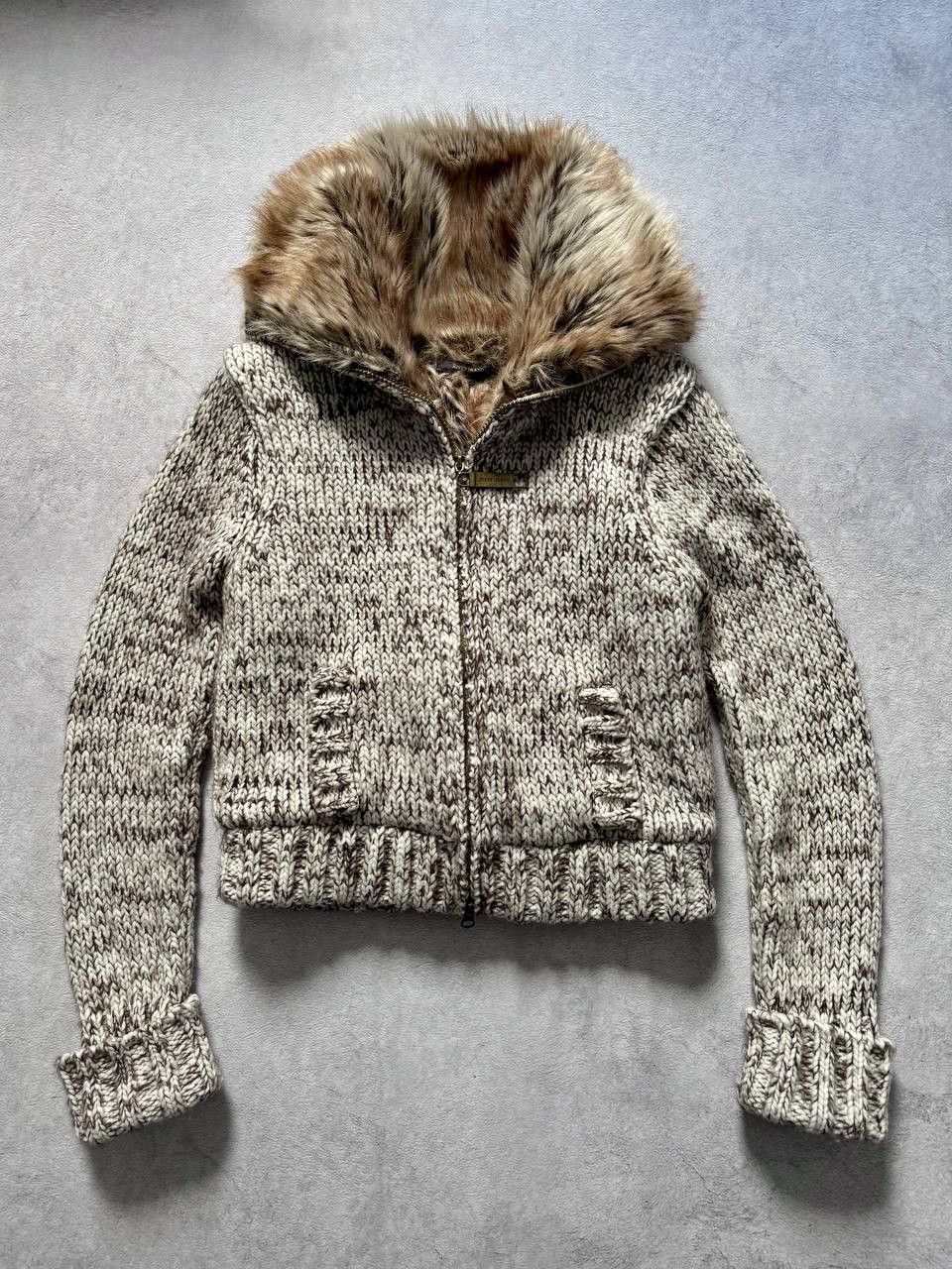 Japanese Brand Vintage Y2K Faux Fur Opium Mohair Knit Jacket Size M / US 6-8 / IT 42-44 - 1 Thumbnail