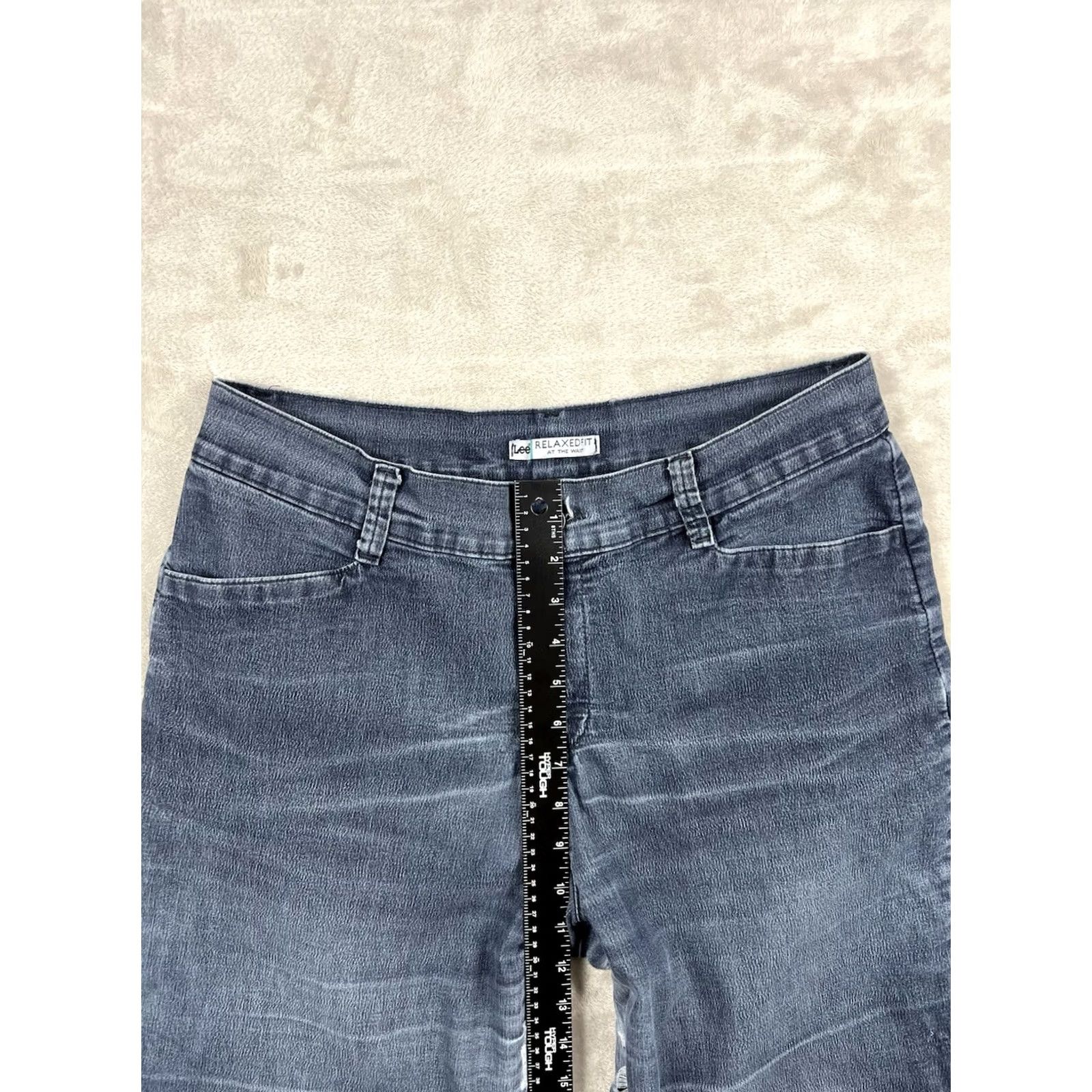 Lee Lee Jeans Women's Relaxed Fit Straight Leg Jeans Dark Wash 14P Petite Denim Pants Size 36" / US 14 / IT 50 - 4 Thumbnail