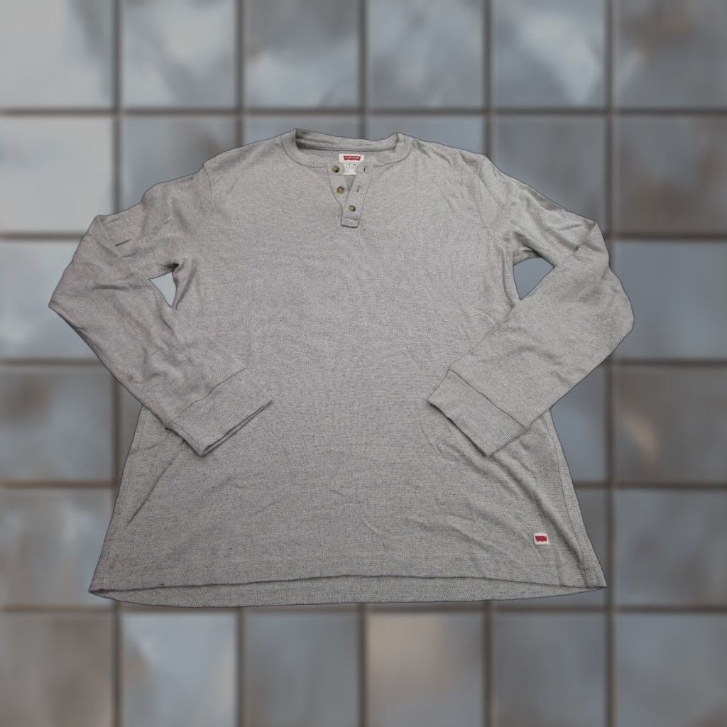 Levi's Levi's Waffle Shirt Mens 2XL Gray Long Sleeve Henley Thermal Tee Top Indie Beach Size US XXL / EU 58 / 5 - 1 Thumbnail