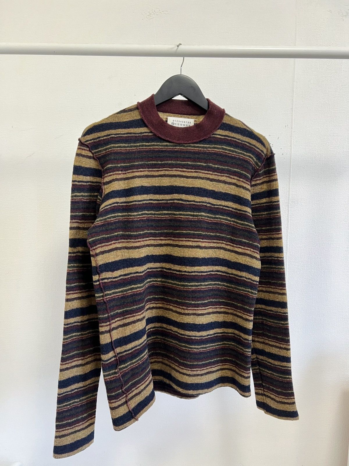 Pre-owned Maison Margiela Striped Wool Inside Out Sweater In Multicolor