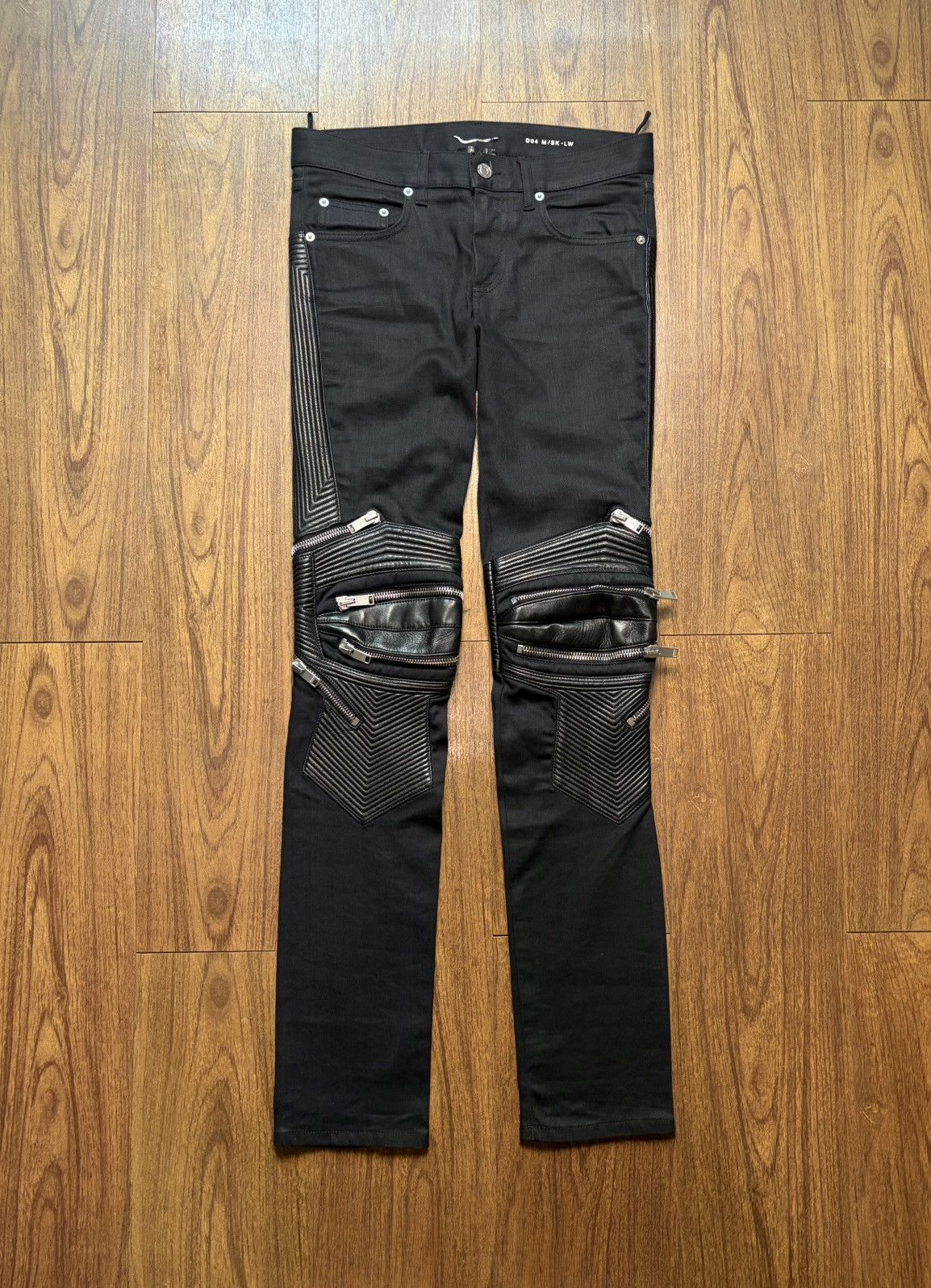 FREE TAX! FW14 Saint Laurent D04 Leather Biker Jeans