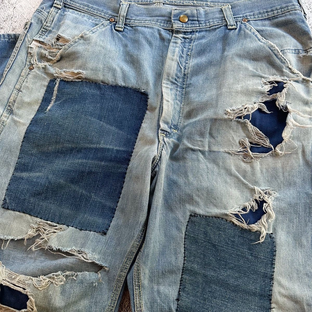 Lee THRASHED Vintage Lee Patchwork Carpenter Denim Size US 36 / EU 52 - 4 Thumbnail