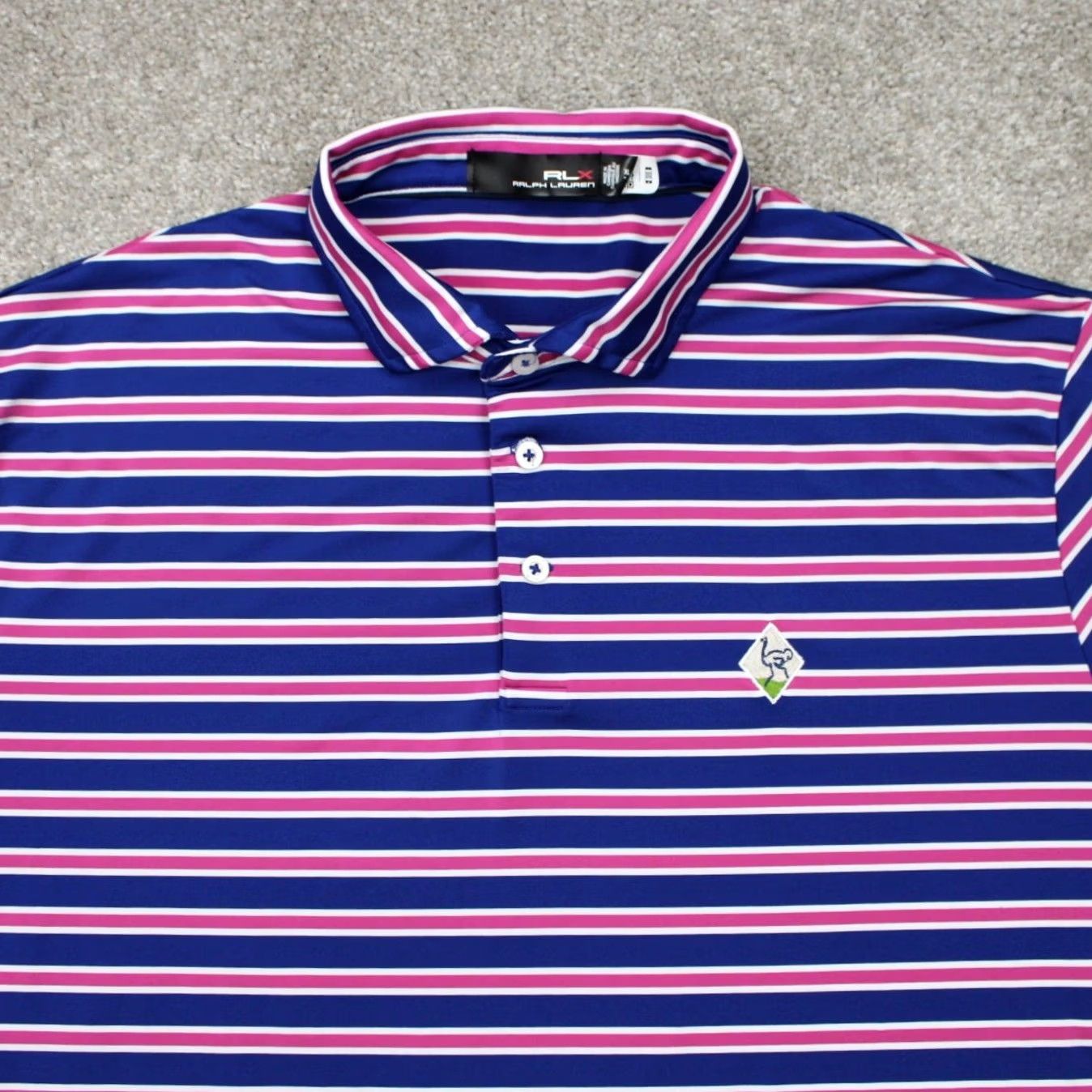 RLX Ralph Lauren RLX Ralph Lauren Polo Shirt Mens XL Striped Blue Pink Short Sleeve Golf Casual Athletic Size US XL / EU 56 / 4 - 6 Thumbnail