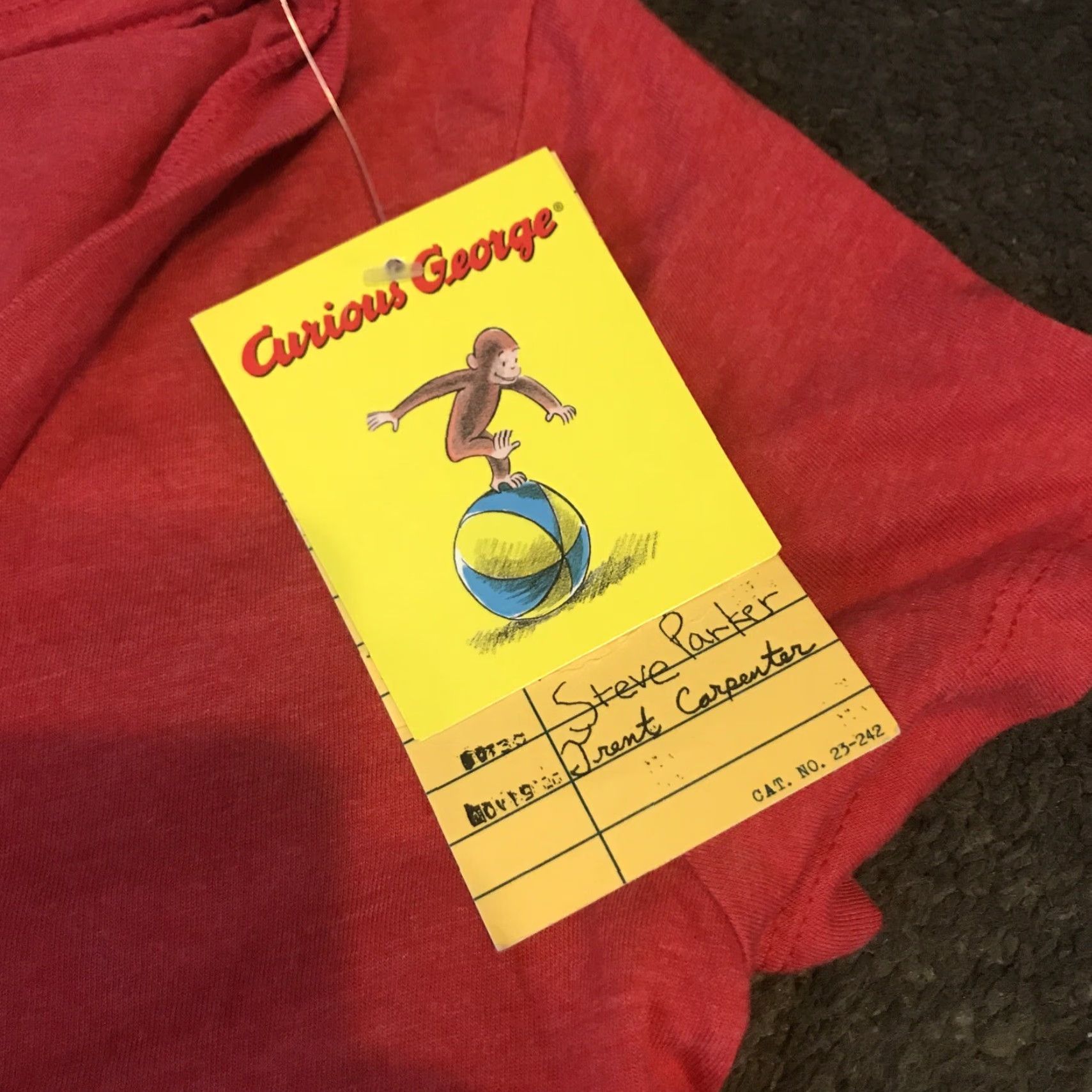 George Out of Print Red Curious George Casual Tee Womens T Shirt V Neck Size M Size M / US 6-8 / IT 42-44 - 3 Thumbnail