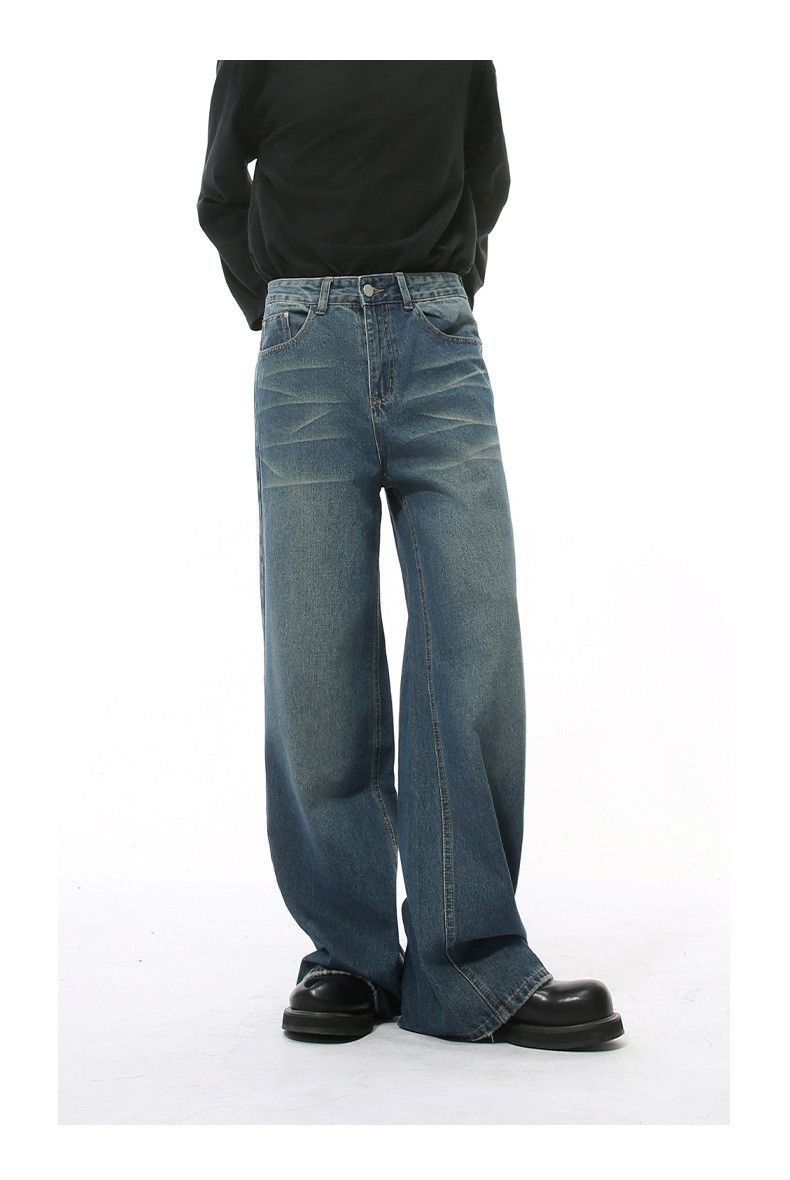 Japanese Brand × Jean American washed distressed wide-leg straight-leg jeans Size US 34 / EU 50 - 2 Thumbnail