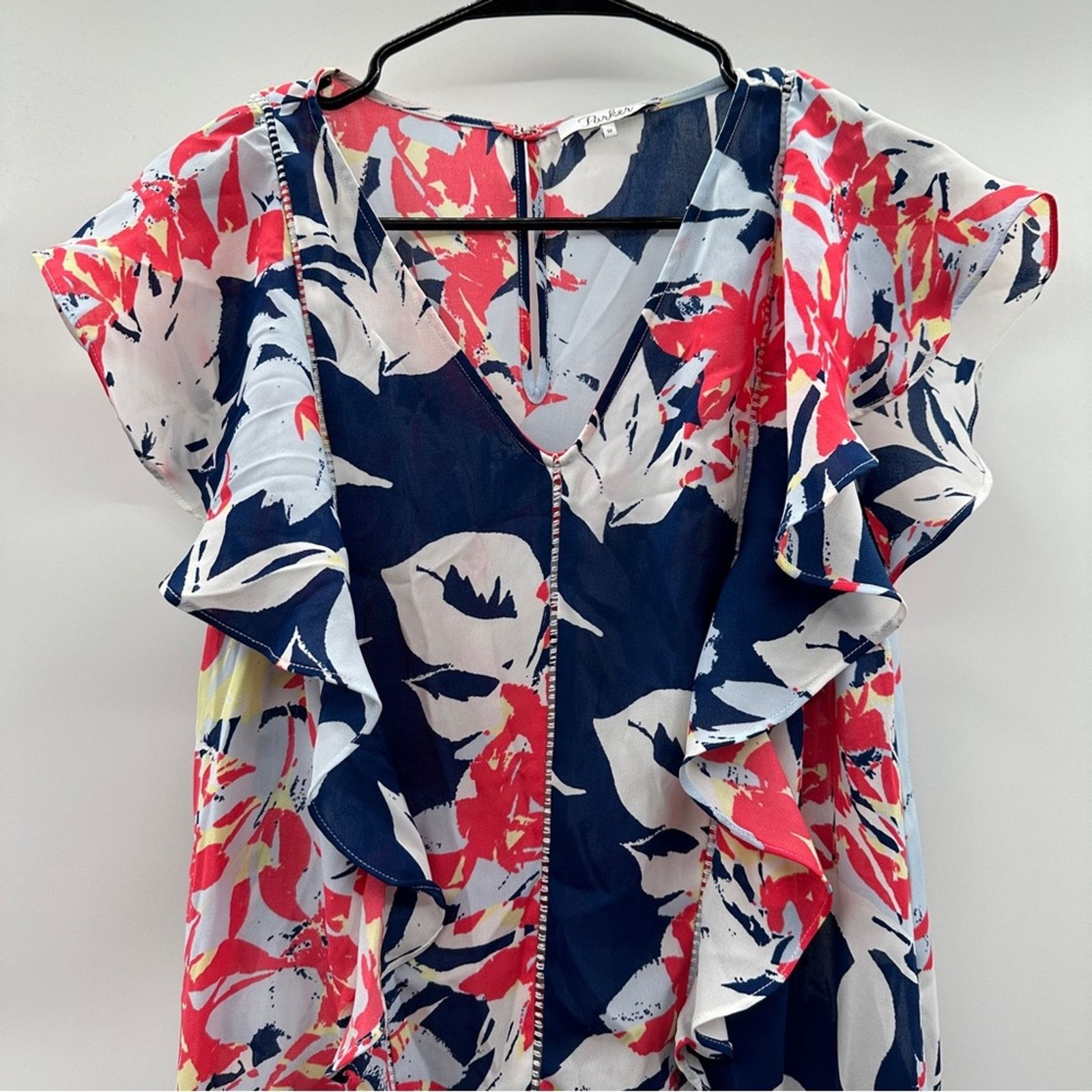 Parker Parker Gardenia Lana Multicolor Leaf Floral Print Dress Size M / US 6-8 / IT 42-44 - 4 Thumbnail