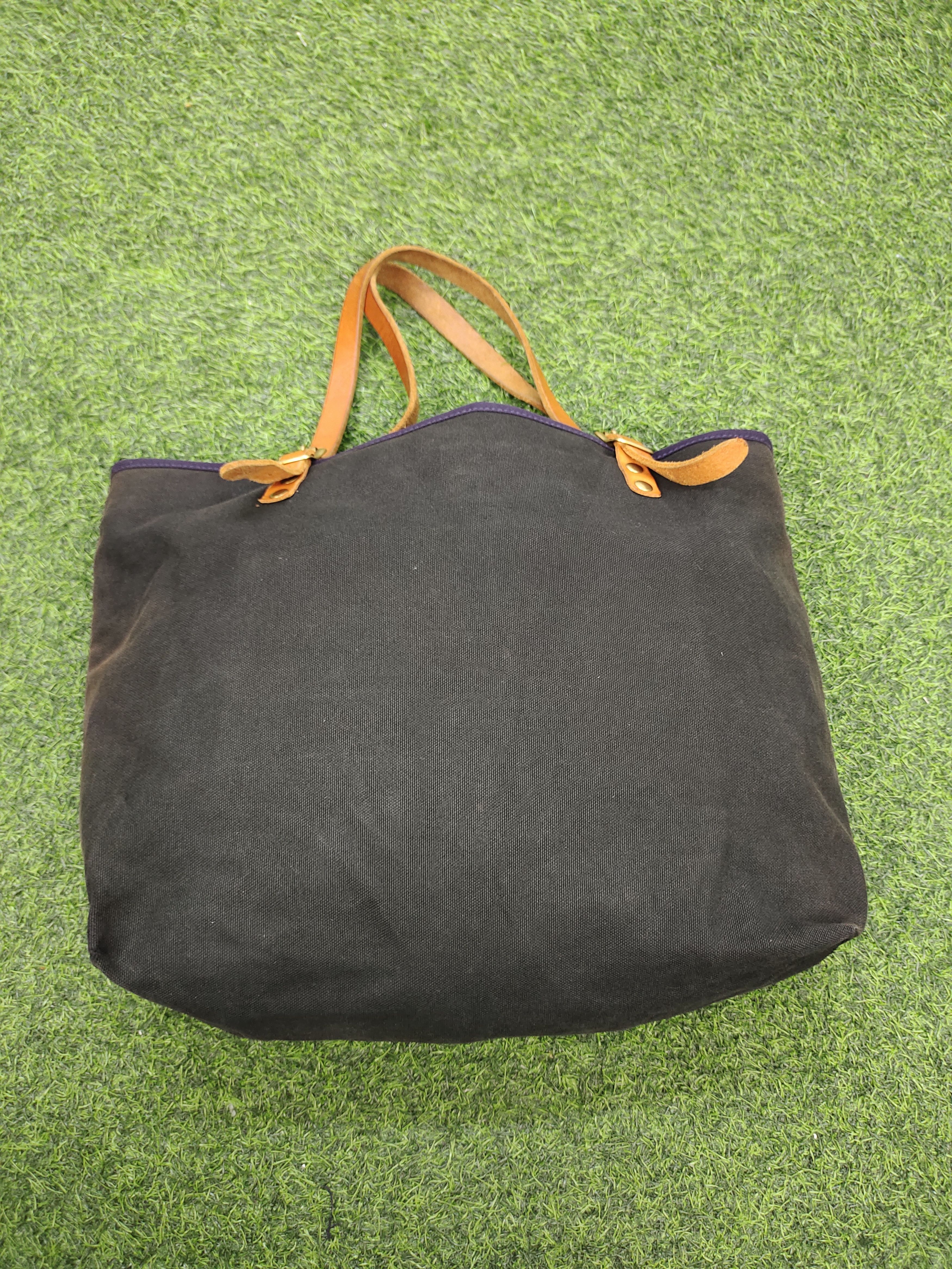Hysteric Glamour Vintage Ship Blue Japan Faded Canvas Mix Leather Tote Bag Size ONE SIZE - 5 Thumbnail