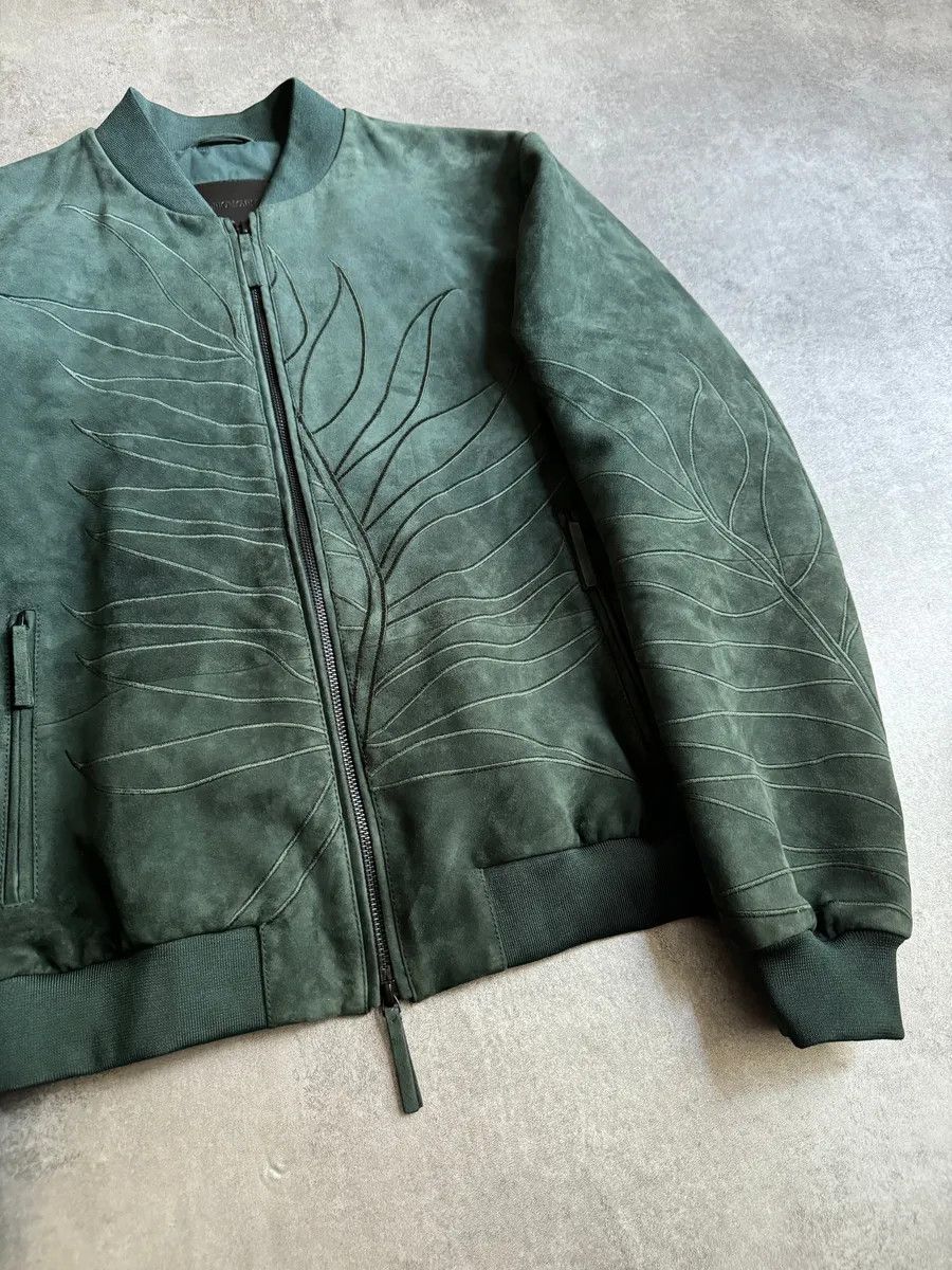 Emporio Armani AW2018 Emporio Armani Olive Leaves Natural Leather Bomber Jacket Size US M / EU 48-50 / 2 - 8 Thumbnail