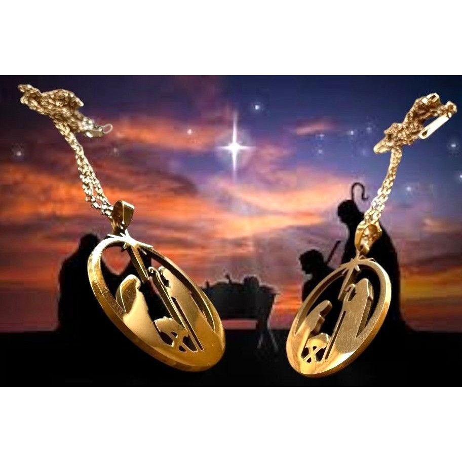 Handmade Nativity Scene Necklace Baby Jesus Jerusalem Christmas New 1 Size ONE SIZE - 4 Thumbnail