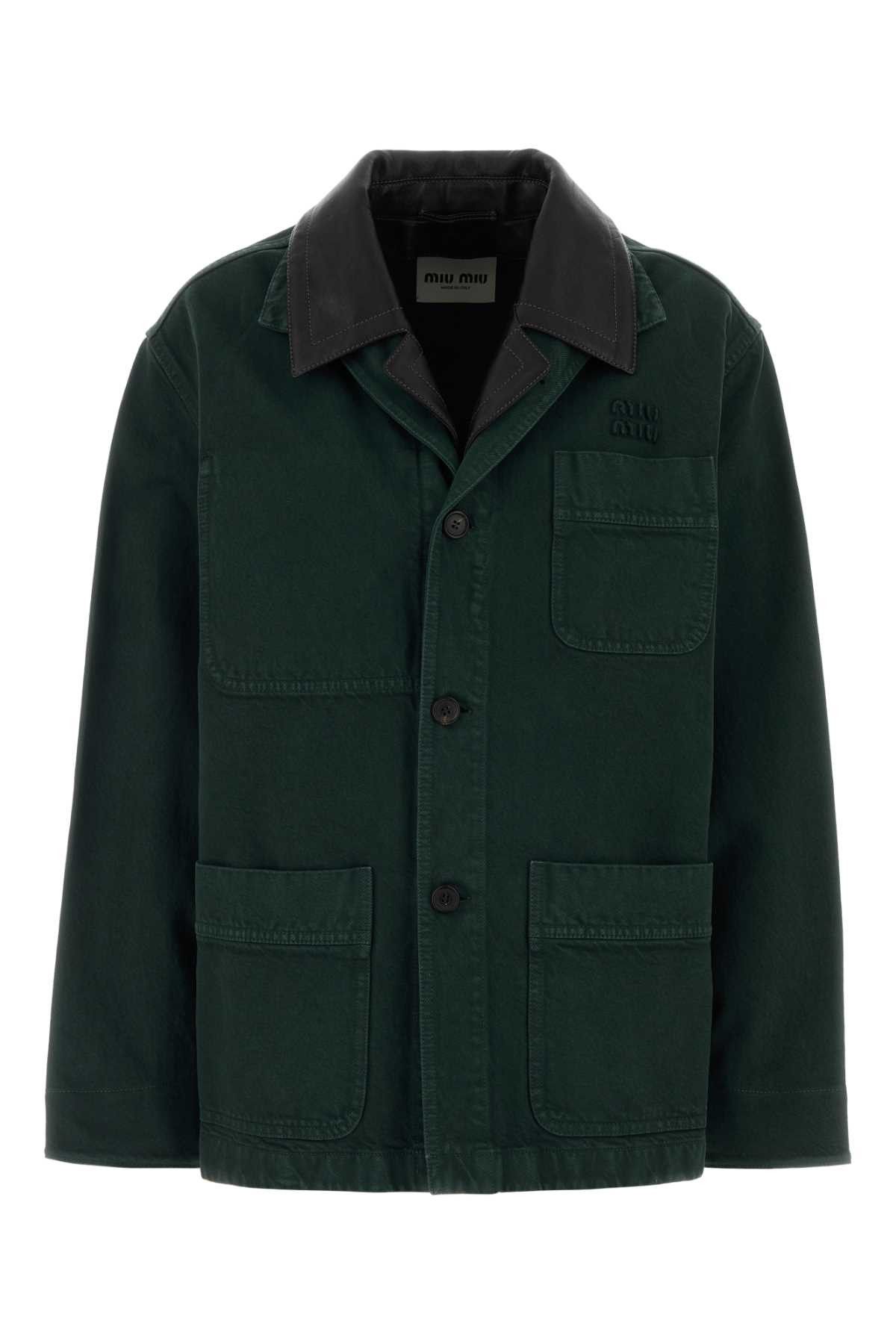 Miu Miu Bottle Green Denim Jacket Size M / US 6-8 / IT 42-44 - 1 Thumbnail