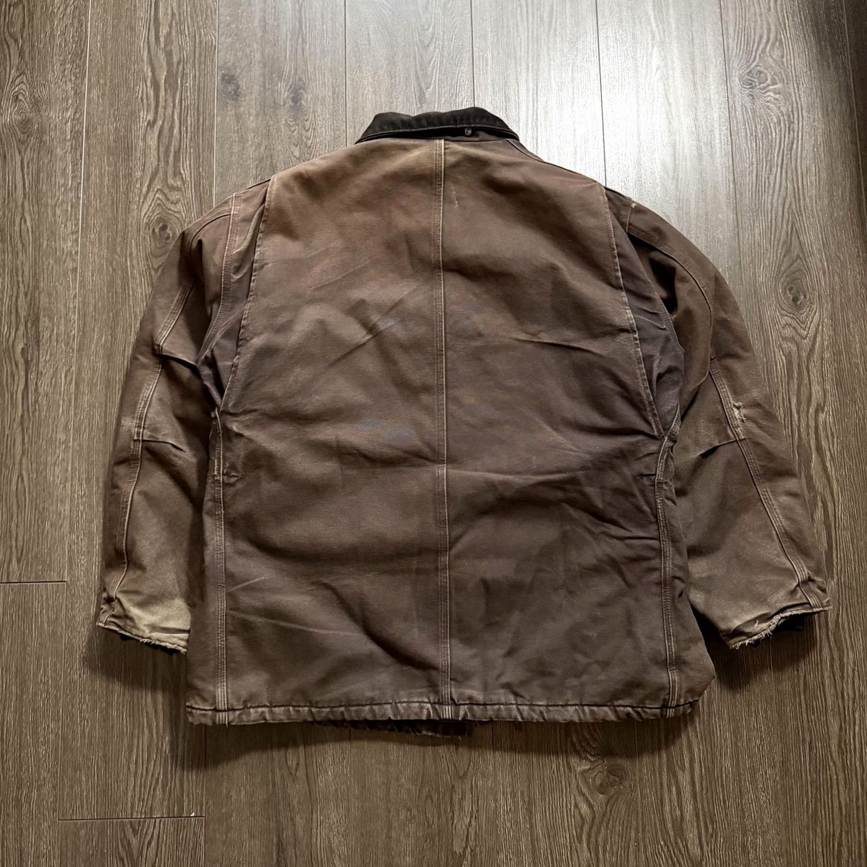 Carhartt VINTAGE Carhartt Coat Brown Mens XLT Duck Canvas Work Wear Faded Distressed Parka Full Zip Insulated Lined Pockets Mens Size US XL / EU 56 / 4 - 5 Thumbnail