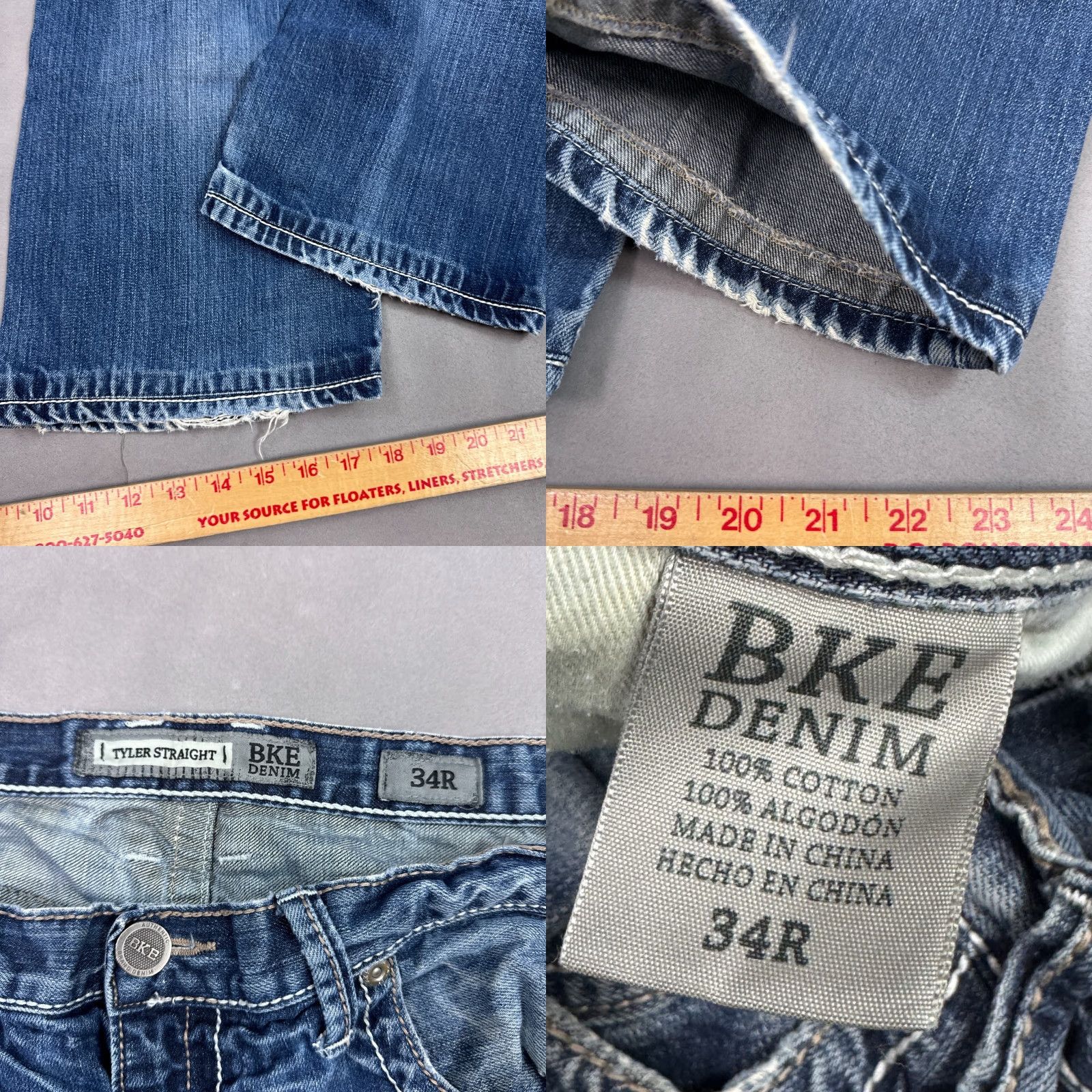 Vintage VINTAGE Buckle BKE Jeans Men 34x28 Blue Tyler Denim Pant Faded Straight Washout Repaired Size US 34 / EU 50 - 8 Thumbnail