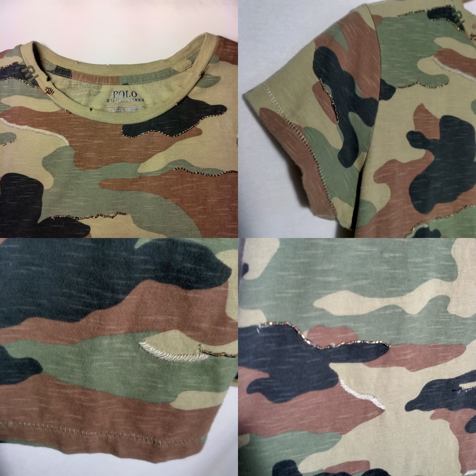 Polo Ralph Lauren Polo Ralph Lauren Shirt Dress Knit Camouflage Beaded Woodland Camo Distressed Casual Multicolor Womens S Size S / US 4 / IT 40 - 8 Thumbnail