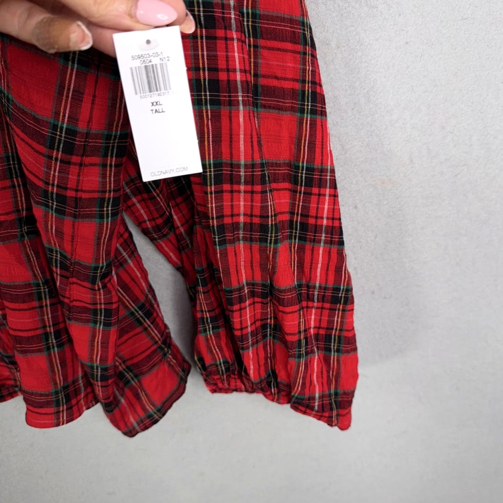 Old Navy Old Navy Blouse Womens XXL Tall Red Plaid V Neck Raglan Long Sleeve Tunic Top Size XXL / US 16-18 / IT 52-54 - 2 Thumbnail