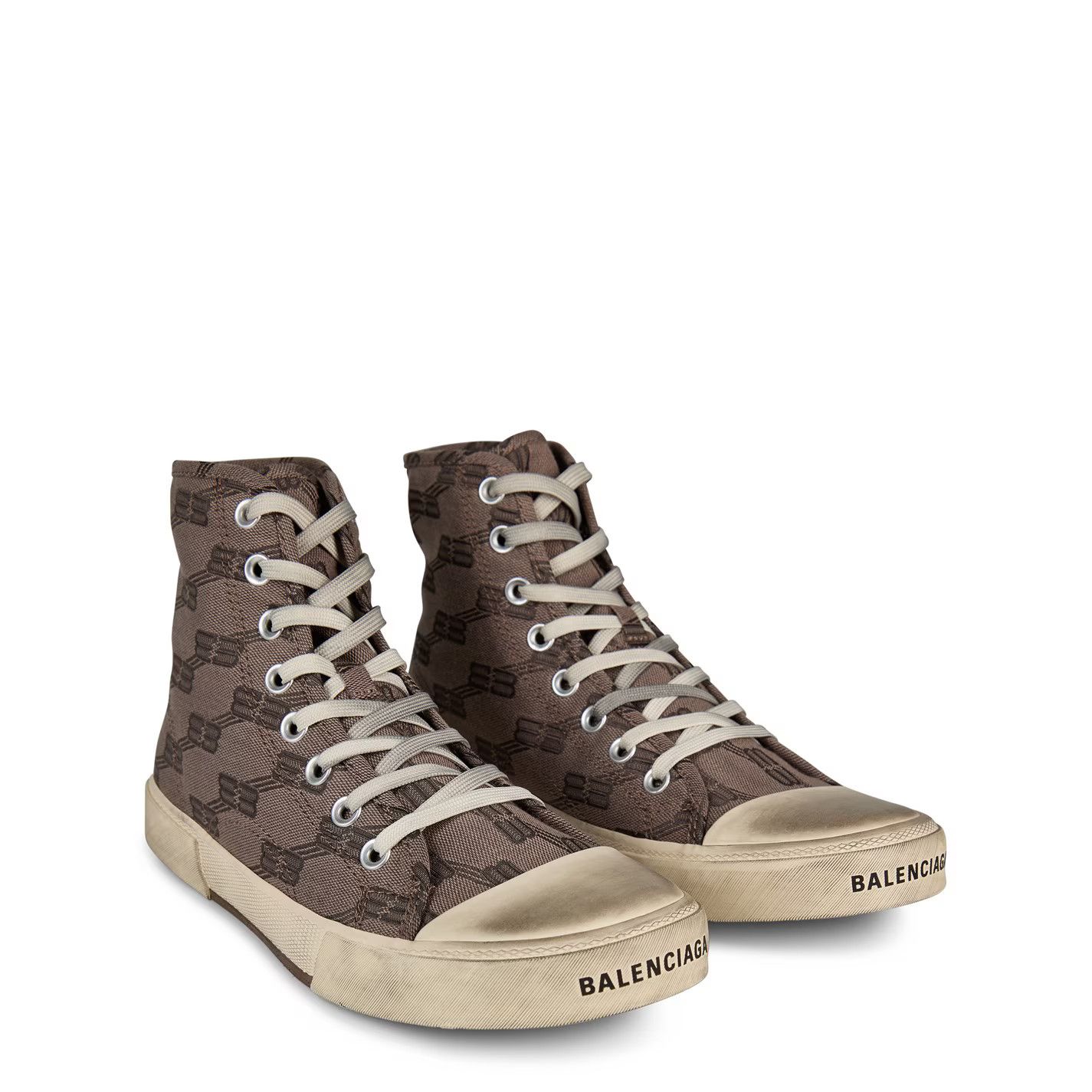 Balenciaga o1g2r1mq0226 Paris High-Top Sneakers In Brown Size US 10.5 / EU 43-44 - 3 Thumbnail