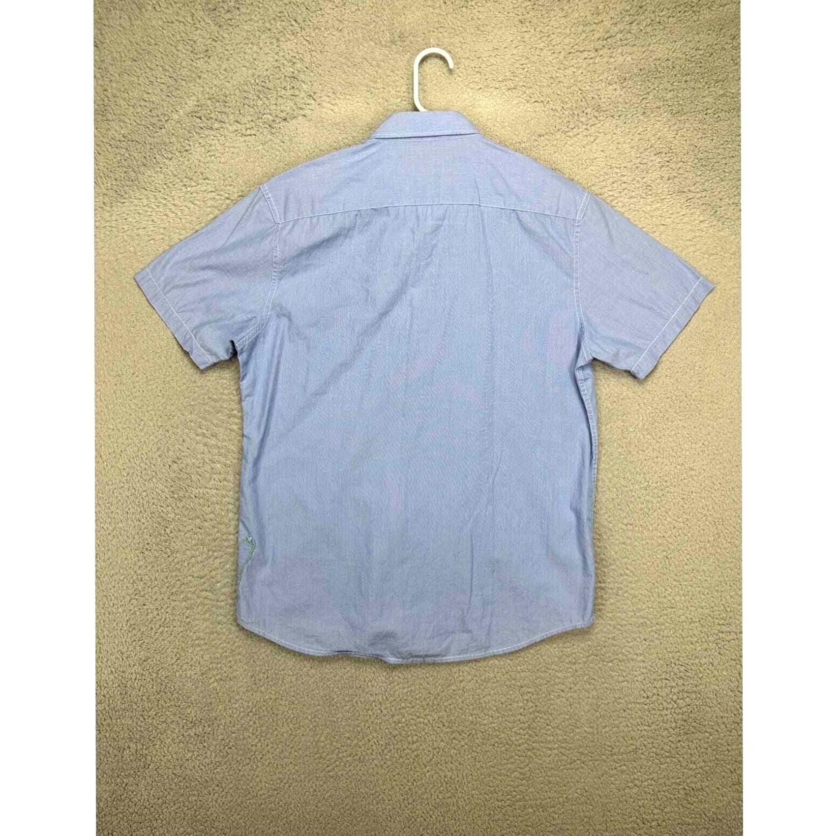 Vintage VINTAGE American Eagle Shirt Mens Large Blue Hairline Stripe Button Up Casual Workwear Short Sleeve Clothing Size US L / EU 52-54 / 3 - 3 Thumbnail