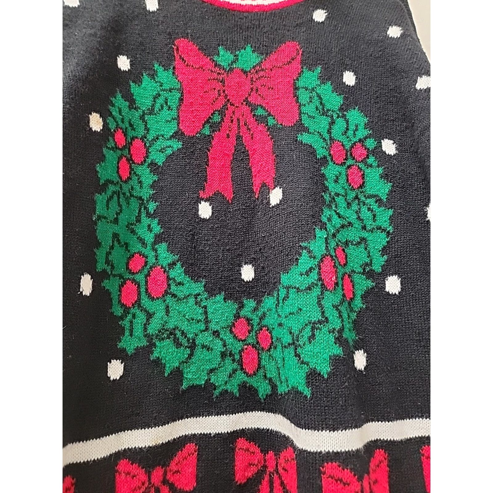 Vintage VINTAGE Knitwaves Ugly Christmas Sweater womens XL-2XL Pullover Long Sleeve Mock Neck Christmas 27 Chest 25 Length Black Red Green White Womens Size XL / US 12-14 / IT 48-50 - 2 Thumbnail