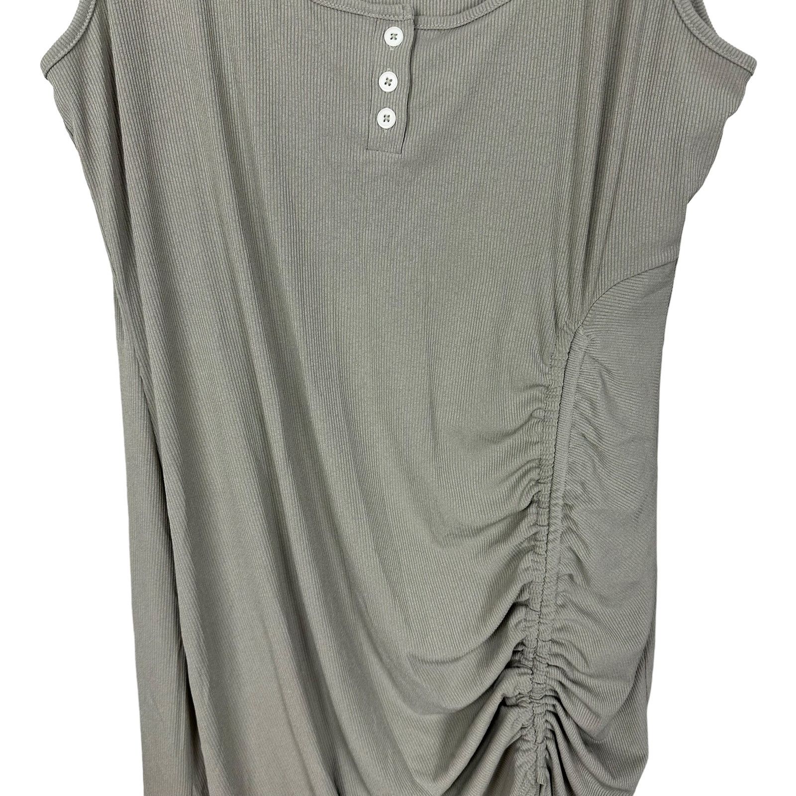 Cider NWT Cider Grey Ruched Bodycon Ribbed Midi Dress Size 2XL Size XXL / US 16-18 / IT 52-54 - 5 Thumbnail