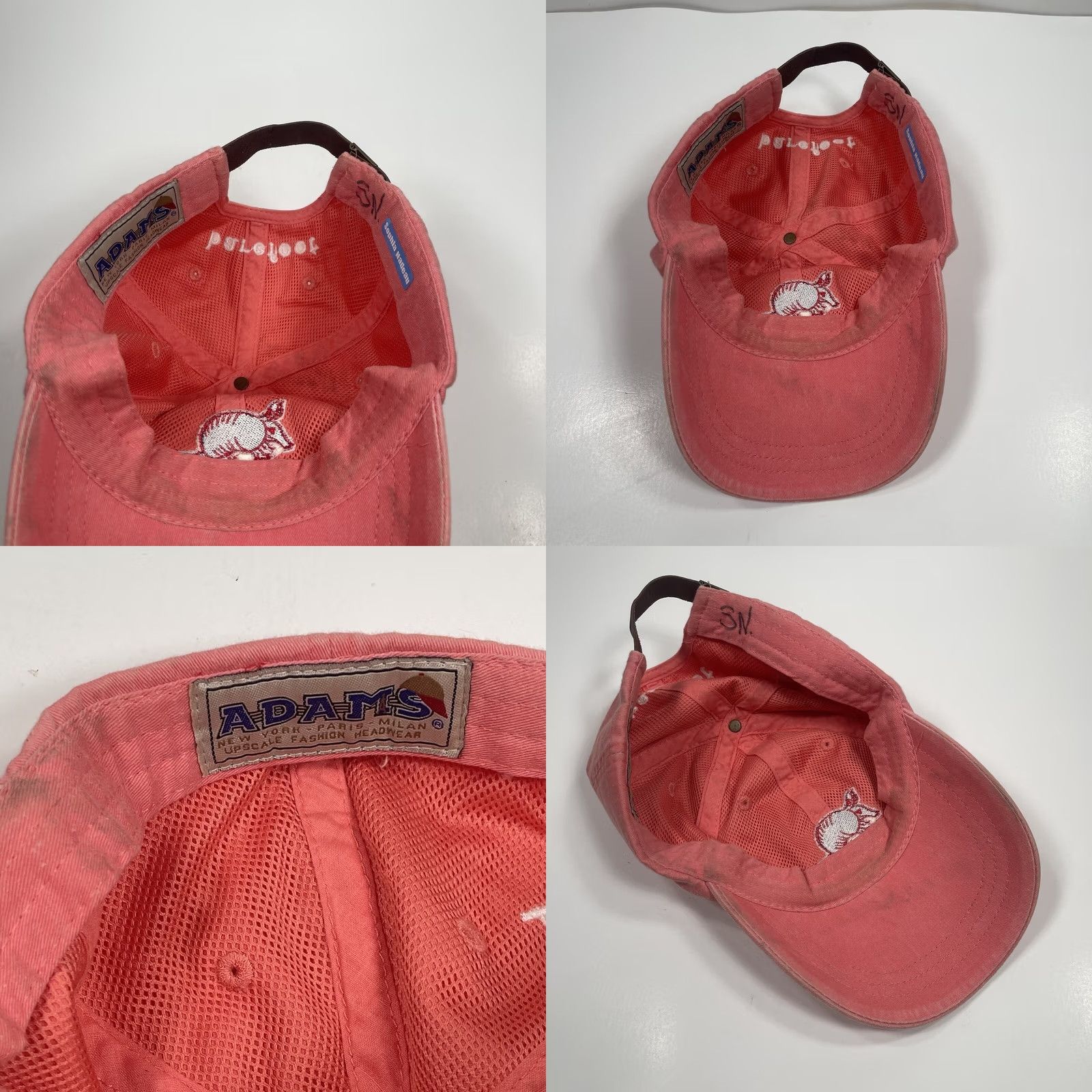 Vintage Adams Hat Cap Adult Pink Texas Embroidered Adjustable Leather StrapBack Womens Size ONE SIZE - 8 Thumbnail