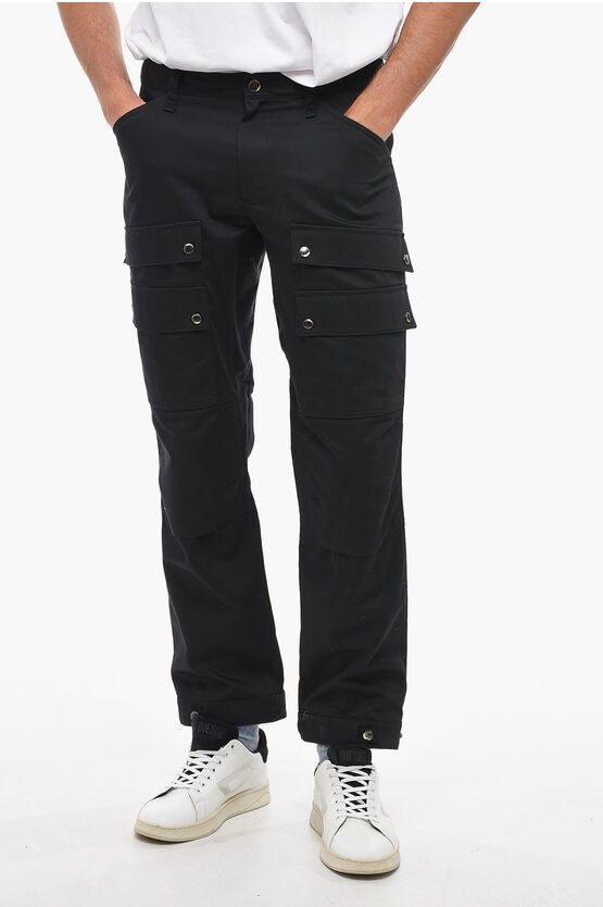 image of Burberry Slim Fit Cargo Pants With Adjustable Ankles in Black, Men's (Size 31)