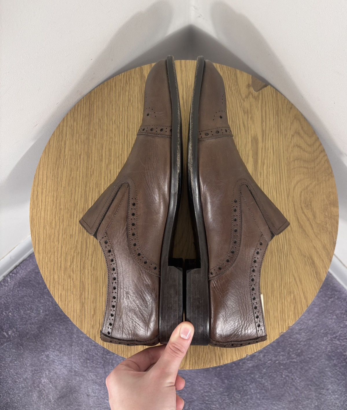 Baldinini Baldinini Men’s Brown Leather Cap Toe Slip On Dress Shoes Size US 12 / EU 45 - 17 Thumbnail