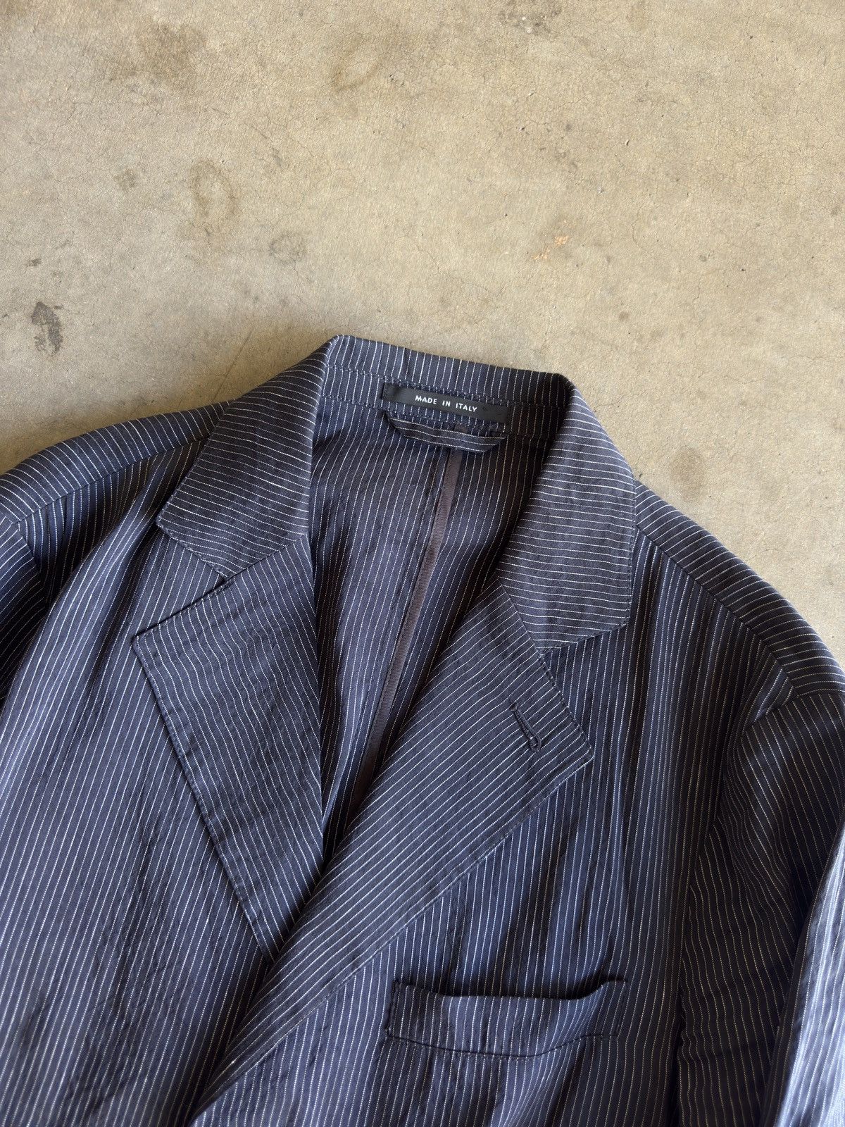 Giorgio Armani Giorgio Armani Black Label Striped Linen & Silk Jacket Size 38R - 2 Thumbnail