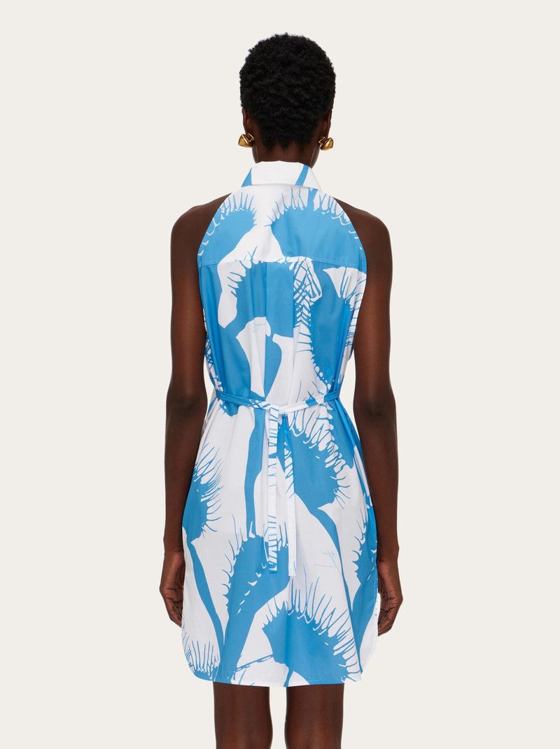 Salvatore Ferragamo o1s1rm0126 Venus Print Mini Dress in White/Blue Size XS / US 0-2 / IT 36-38 - 3 Thumbnail