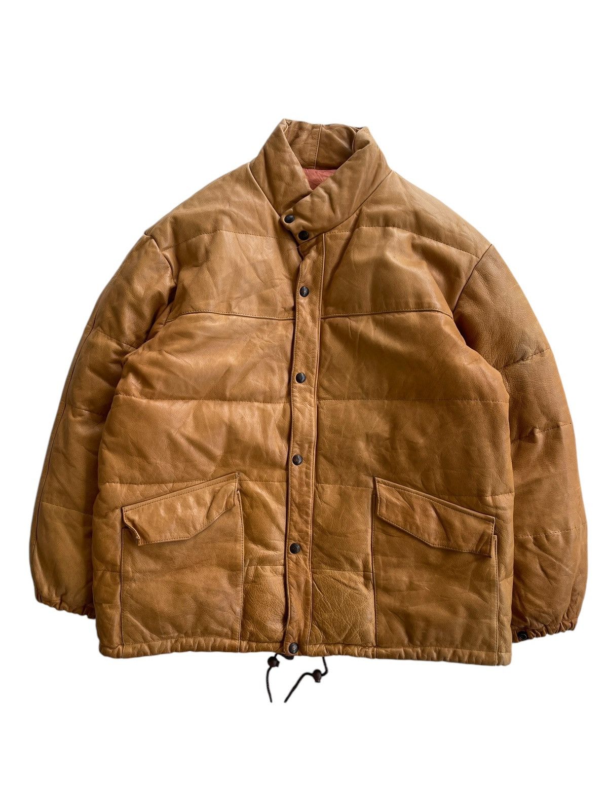 Vintage 80s Vent Couvert Leather Down Jacket Size US L / EU 52-54 / 3 - 1 Thumbnail