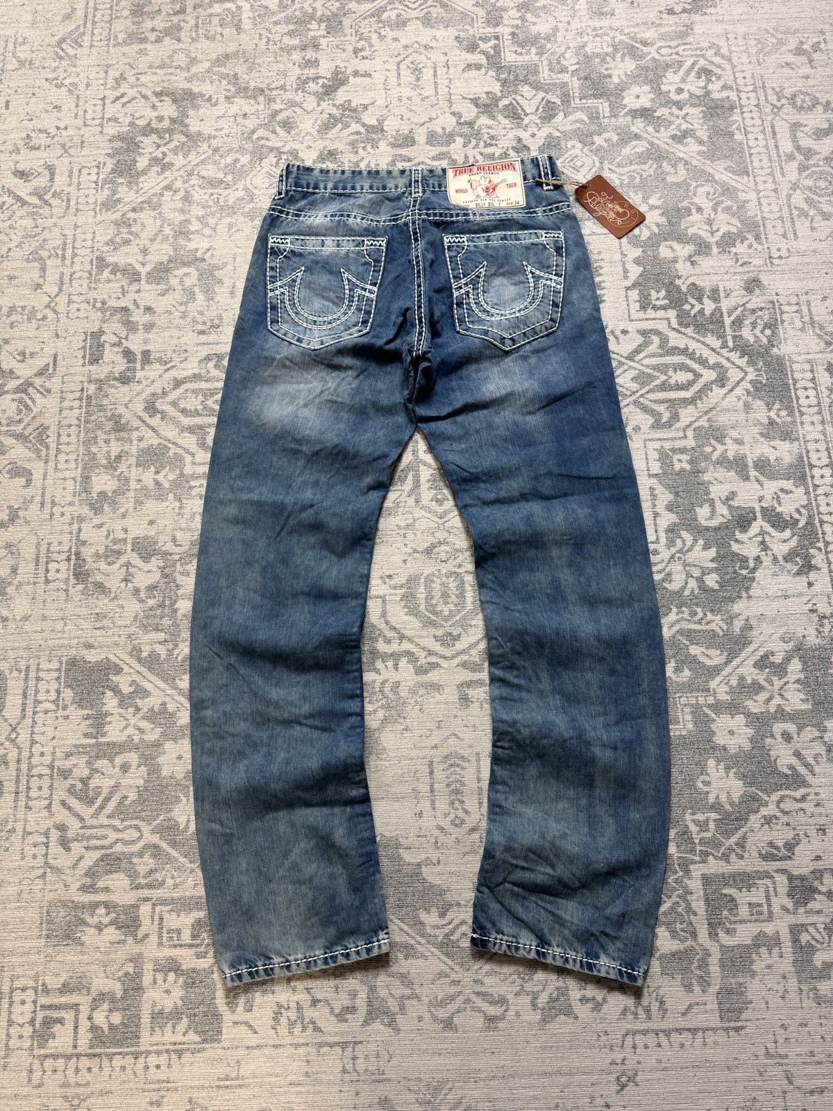 Vintage y2k true religion straight leg jeans 33 2024 faded distressed