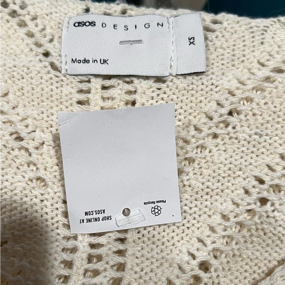 Asos NWT ASOS DESIGN v neck sweater in pointelle stitch in cream Size XS / US 0-2 / IT 36-38 - 2 Thumbnail