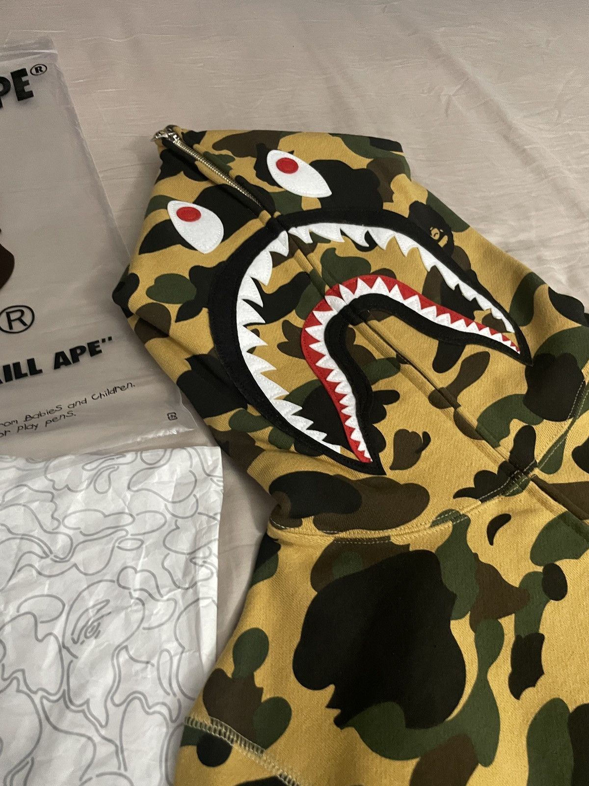 Bape BAPE PONR Shark Full Zip Hoodie Yellow Size US M / EU 48-50 / 2 - 4 Thumbnail