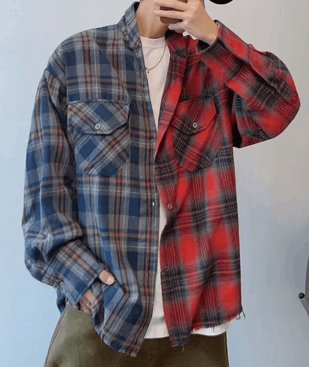 Japanese Brand × Vintage Outdoor retro patchwork distressed plaid check shirt Size US XL / EU 56 / 4 - 1 Thumbnail