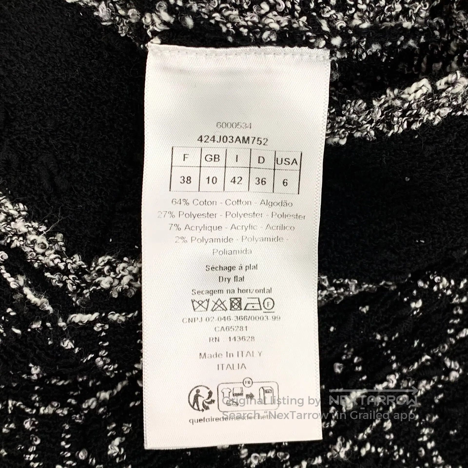Dior Dior Black Diamond Check Cotton Mixed Fabric Tweed Reversi Size 37" - 7 Thumbnail