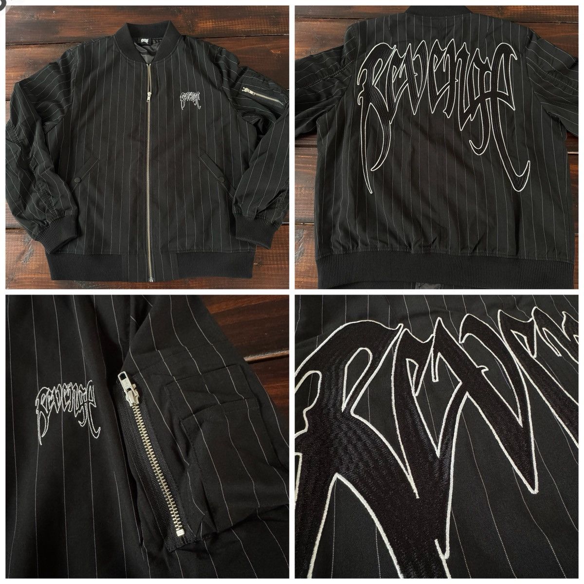 Revenge Revenge Embroidered Pinstripe Bomber Jacket Size US M / EU 48-50 / 2 - 1 Thumbnail