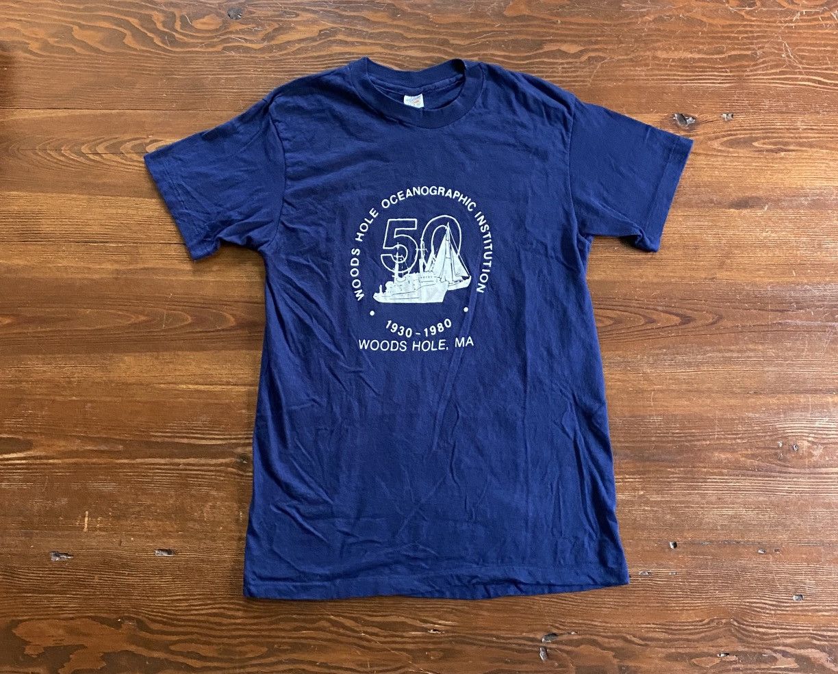 Hanes Vintage ‘80 Oceanographic Institution Boat Single Stitch Tee Size US M / EU 48-50 / 2 - 1 Thumbnail