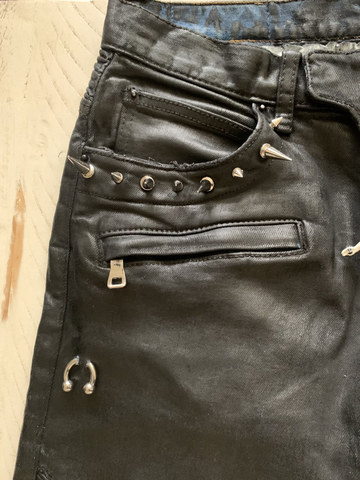 Balmain Balmain Like Biker Jeans Waxed Pierced Spiked Fashion Punk Size US 30 / EU 46 - 6 Thumbnail