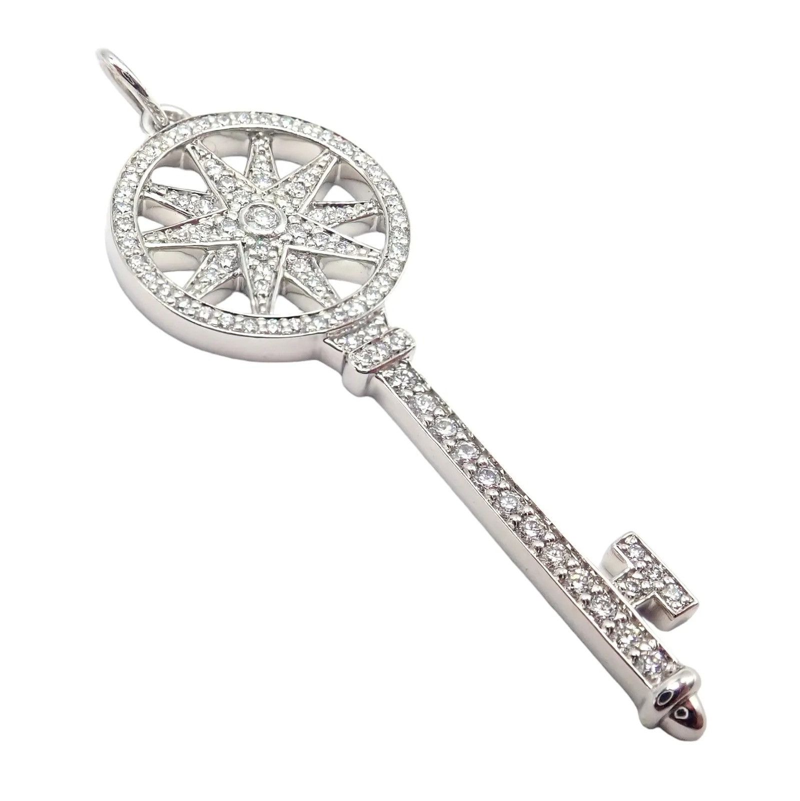 Tiffany & Co Platinum Diamond Key Star Pendant Necklace