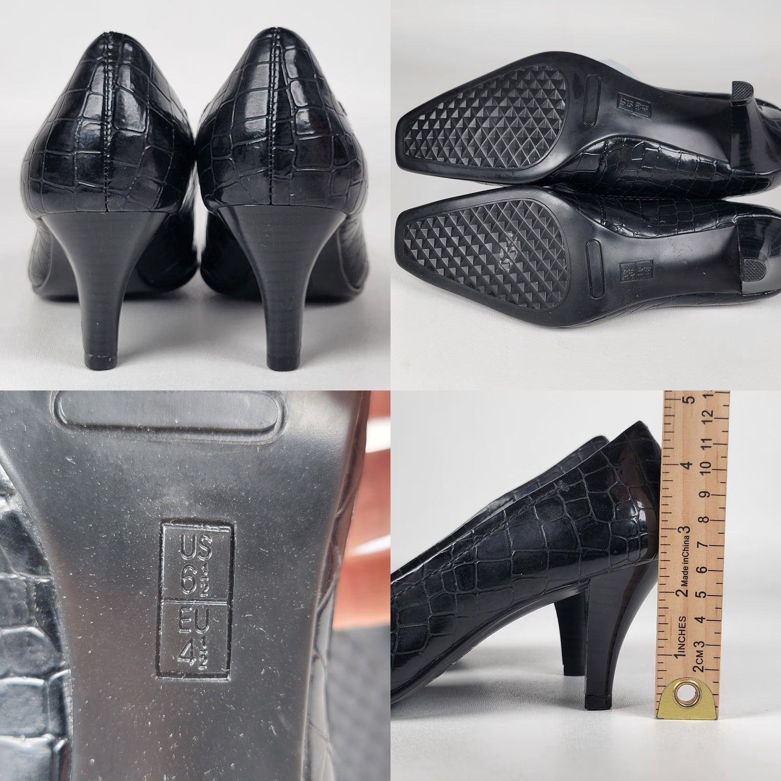 Vintage AEROSOLES Wild Ivy Black Alligator Print Mid Heel Pump Square Toe 6.5 M Womens Pumps Shoes Size US 7 / IT 37 - 8 Thumbnail