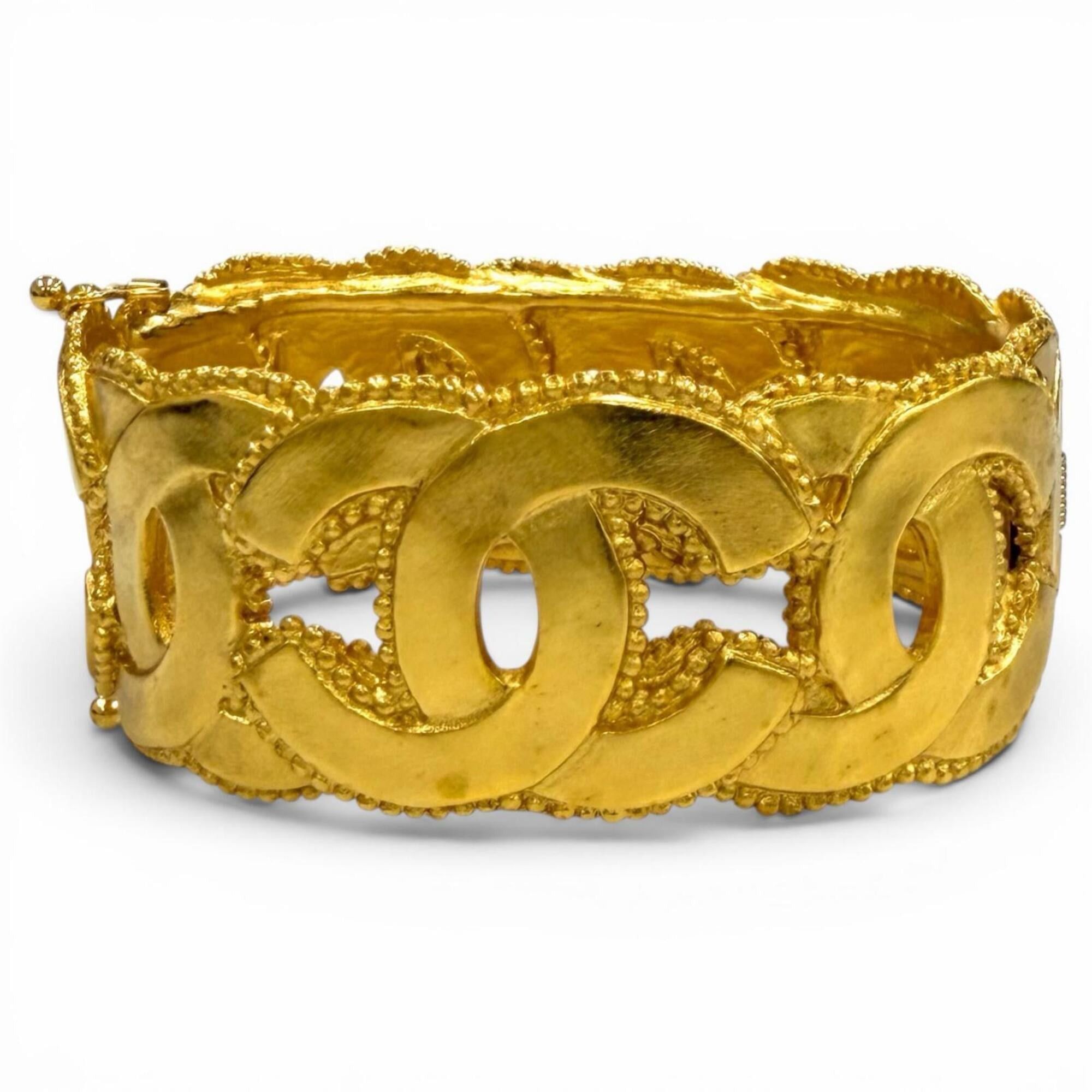 Chanel CHANEL Vintage 96A Coco Mark Bangle Bracelet, Gold, Made in
